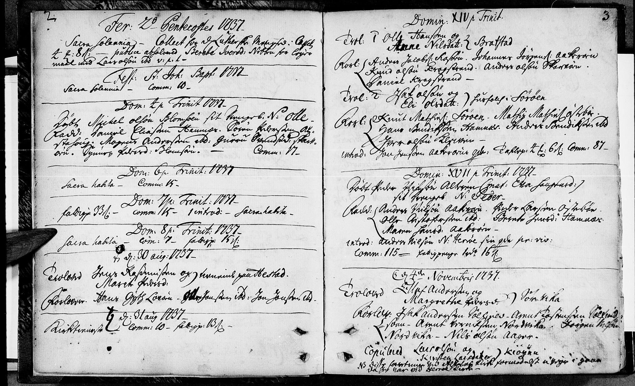 Ministerialprotokoller, klokkerbøker og fødselsregistre - Nordland, AV/SAT-A-1459/830/L0433: Parish register (official) no. 830A02, 1737-1740, p. 2-3