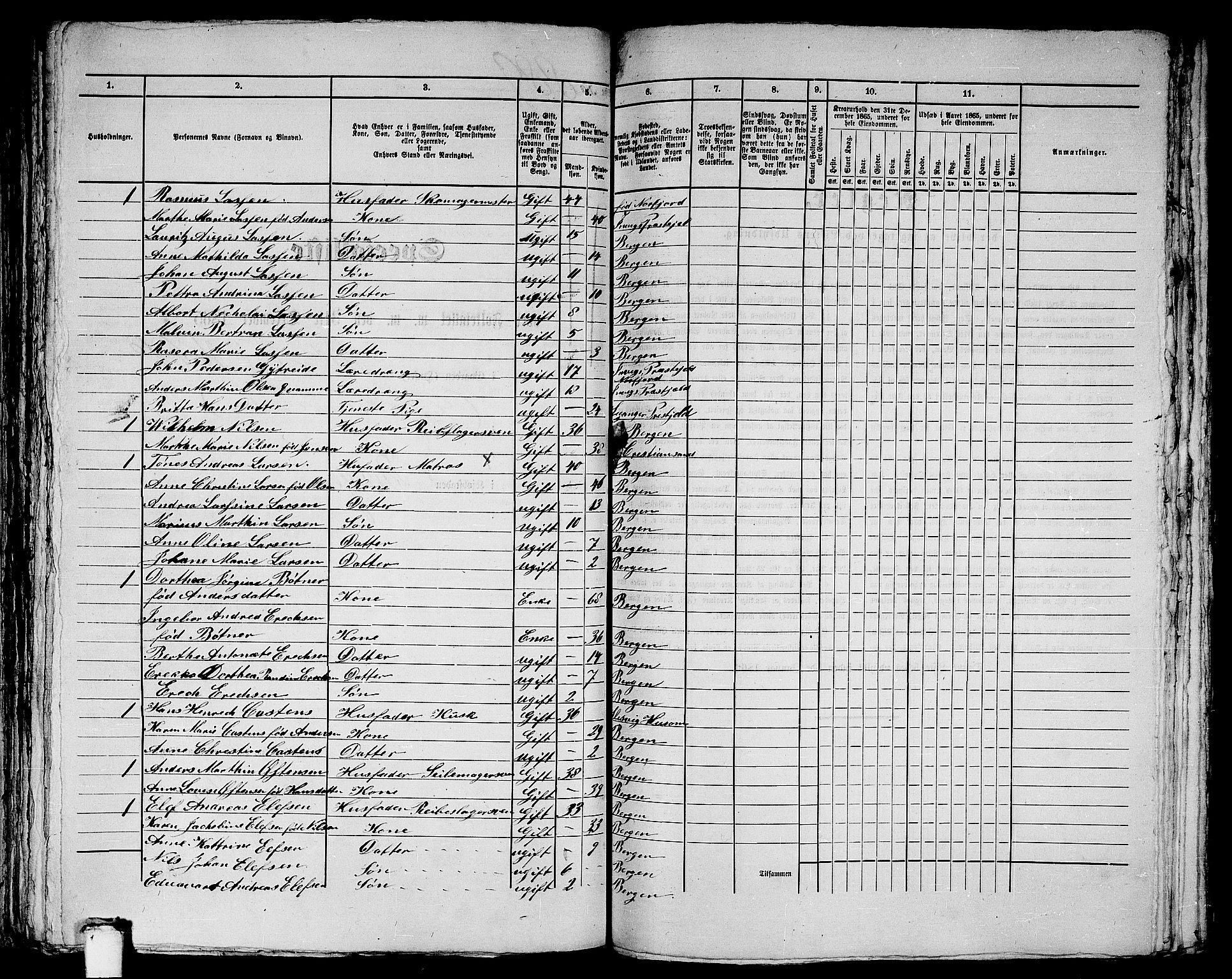 RA, 1865 census for Bergen, 1865, p. 1840