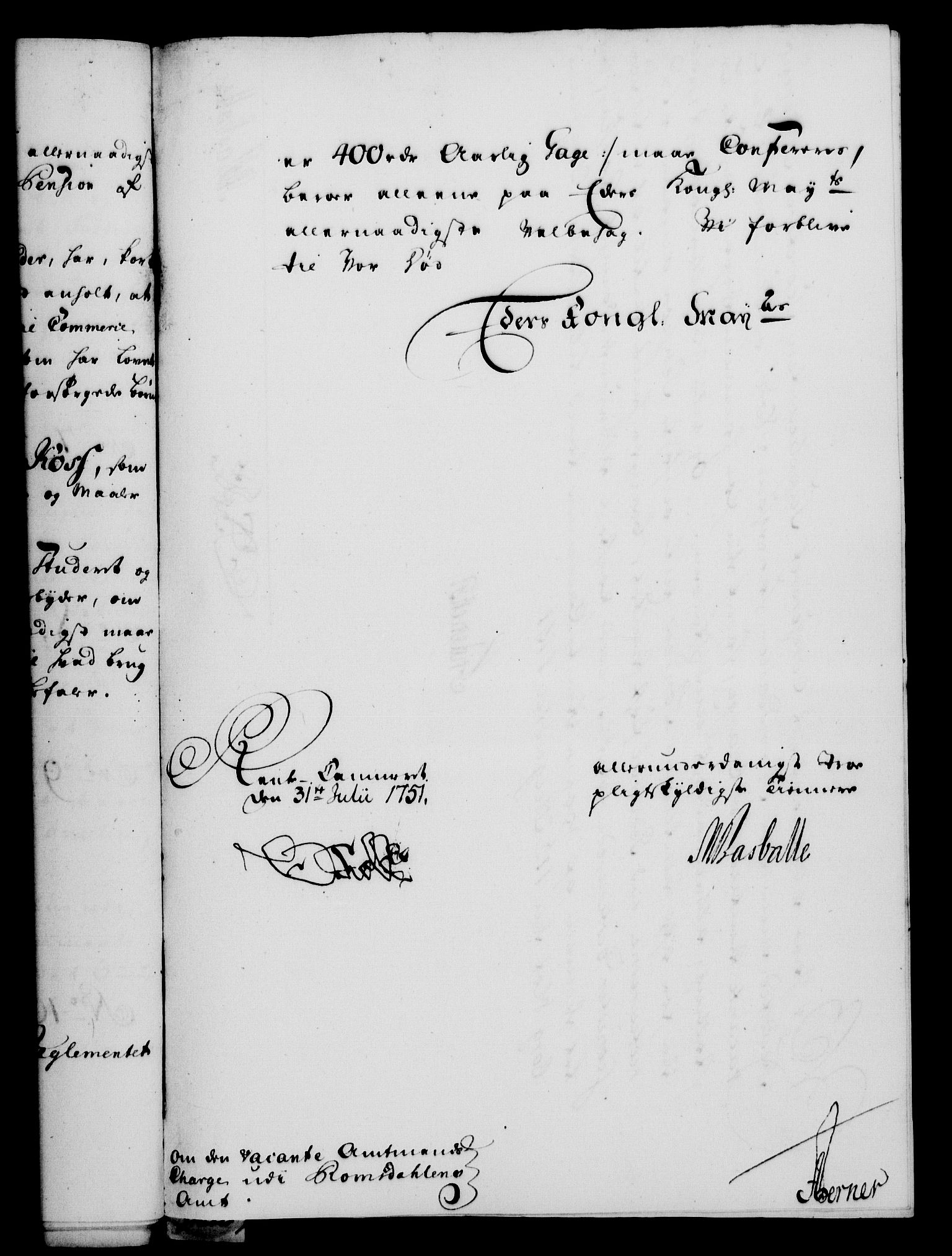 Rentekammeret, Kammerkanselliet, RA/EA-3111/G/Gf/Gfa/L0033: Norsk relasjons- og resolusjonsprotokoll (merket RK 52.33), 1751, p. 389