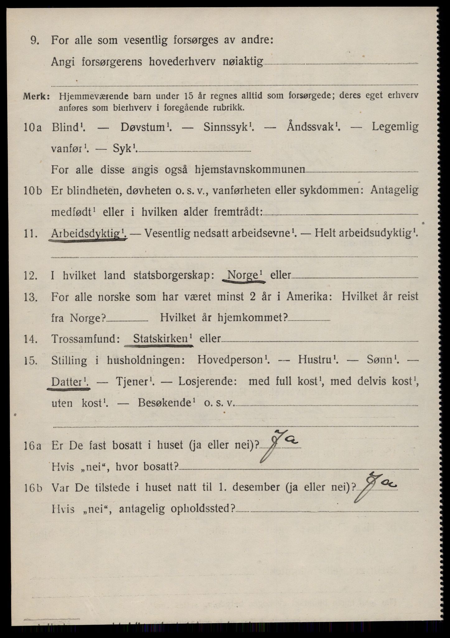 SAT, 1920 census for Volda, 1920, p. 2901