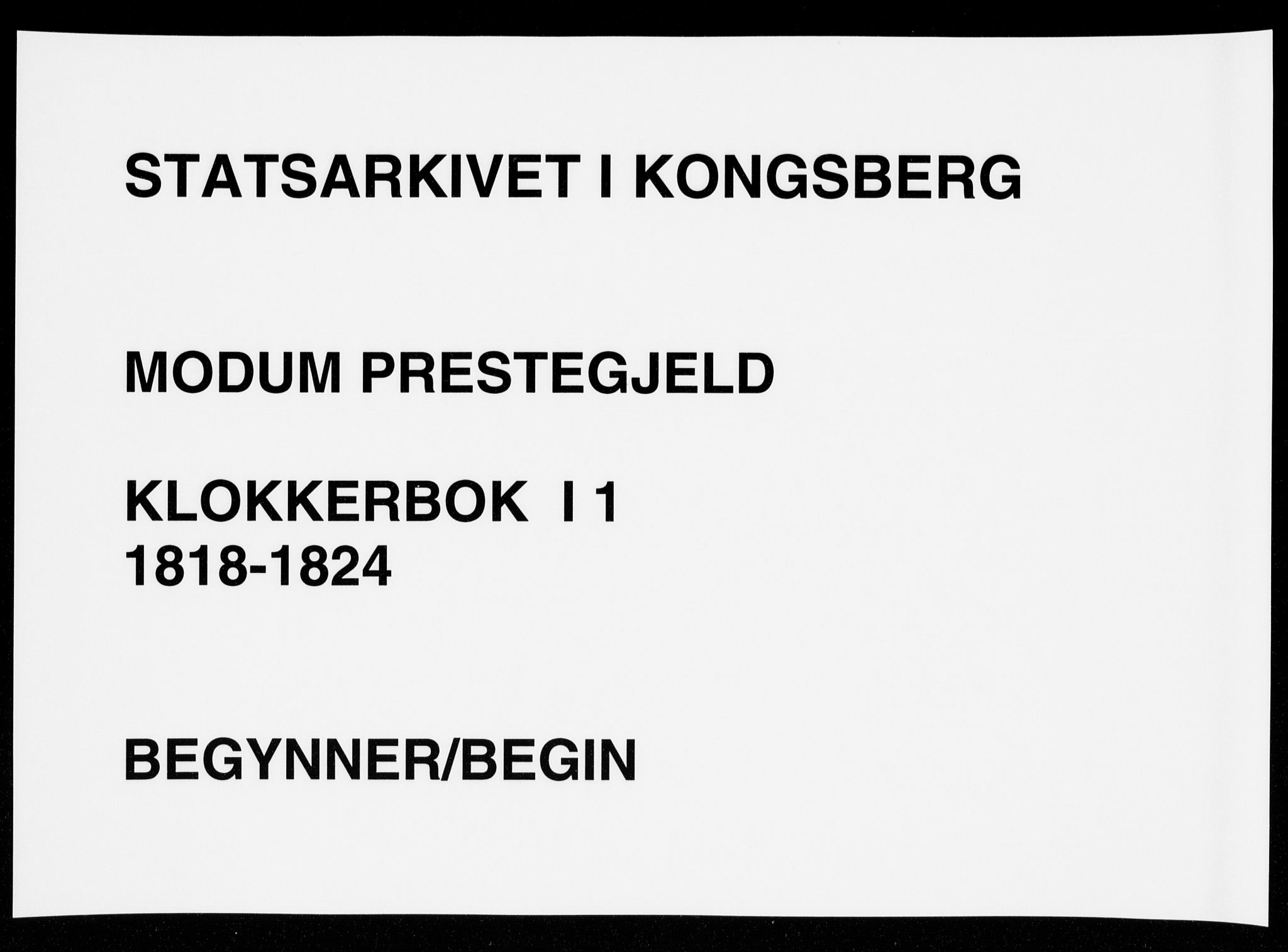 Modum kirkebøker, AV/SAKO-A-234/G/Ga/L0001: Parish register (copy) no. I 1, 1818-1824