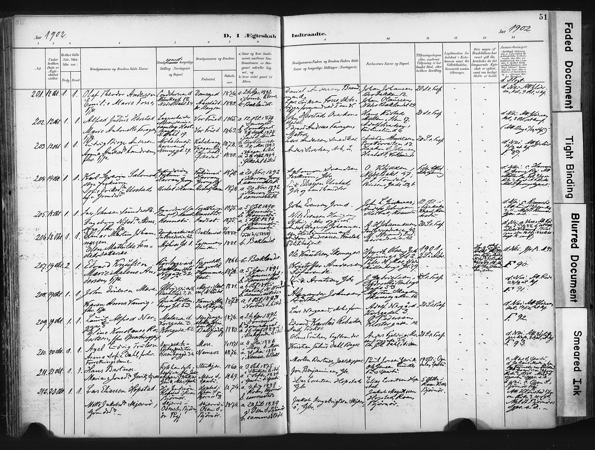 Ministerialprotokoller, klokkerbøker og fødselsregistre - Sør-Trøndelag, SAT/A-1456/604/L0201: Parish register (official) no. 604A21, 1901-1911, p. 51