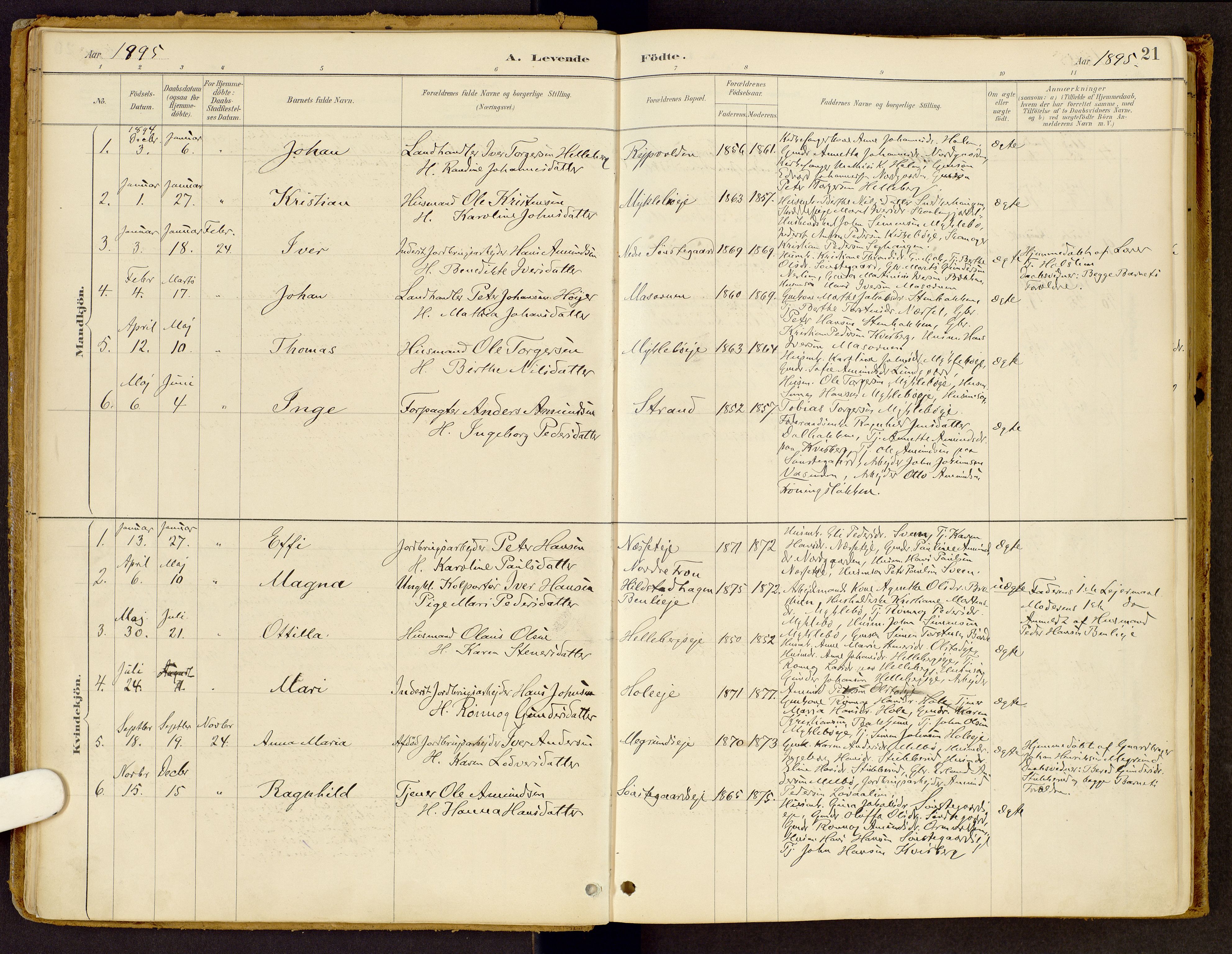 Vestre Gausdal prestekontor, SAH/PREST-094/H/Ha/Haa/L0002: Parish register (official) no. 2, 1887-1918, p. 21