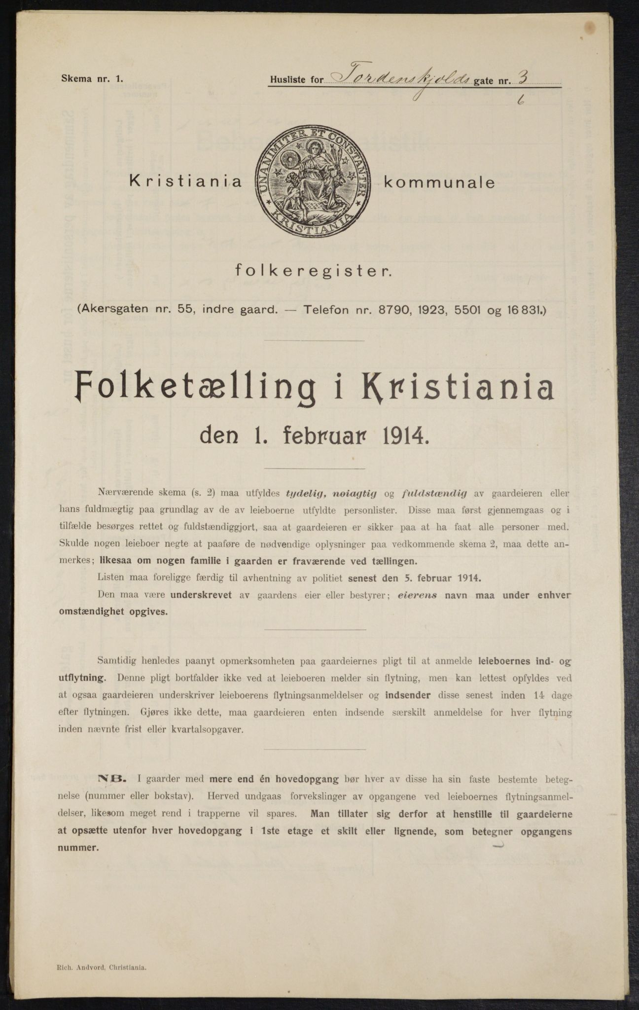 OBA, Municipal Census 1914 for Kristiania, 1914, p. 114566