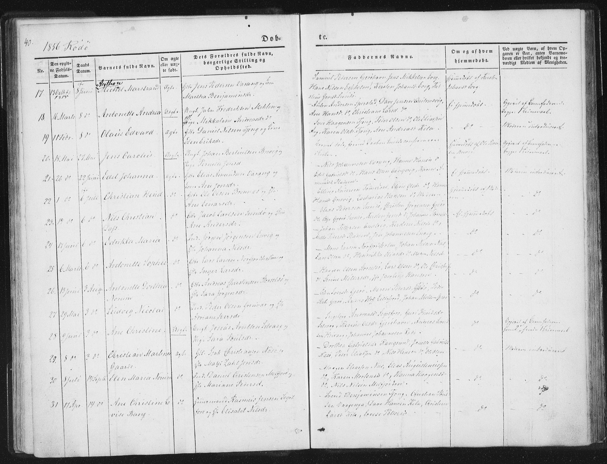 Ministerialprotokoller, klokkerbøker og fødselsregistre - Nordland, AV/SAT-A-1459/841/L0602: Parish register (official) no. 841A08 /1, 1845-1859, p. 40