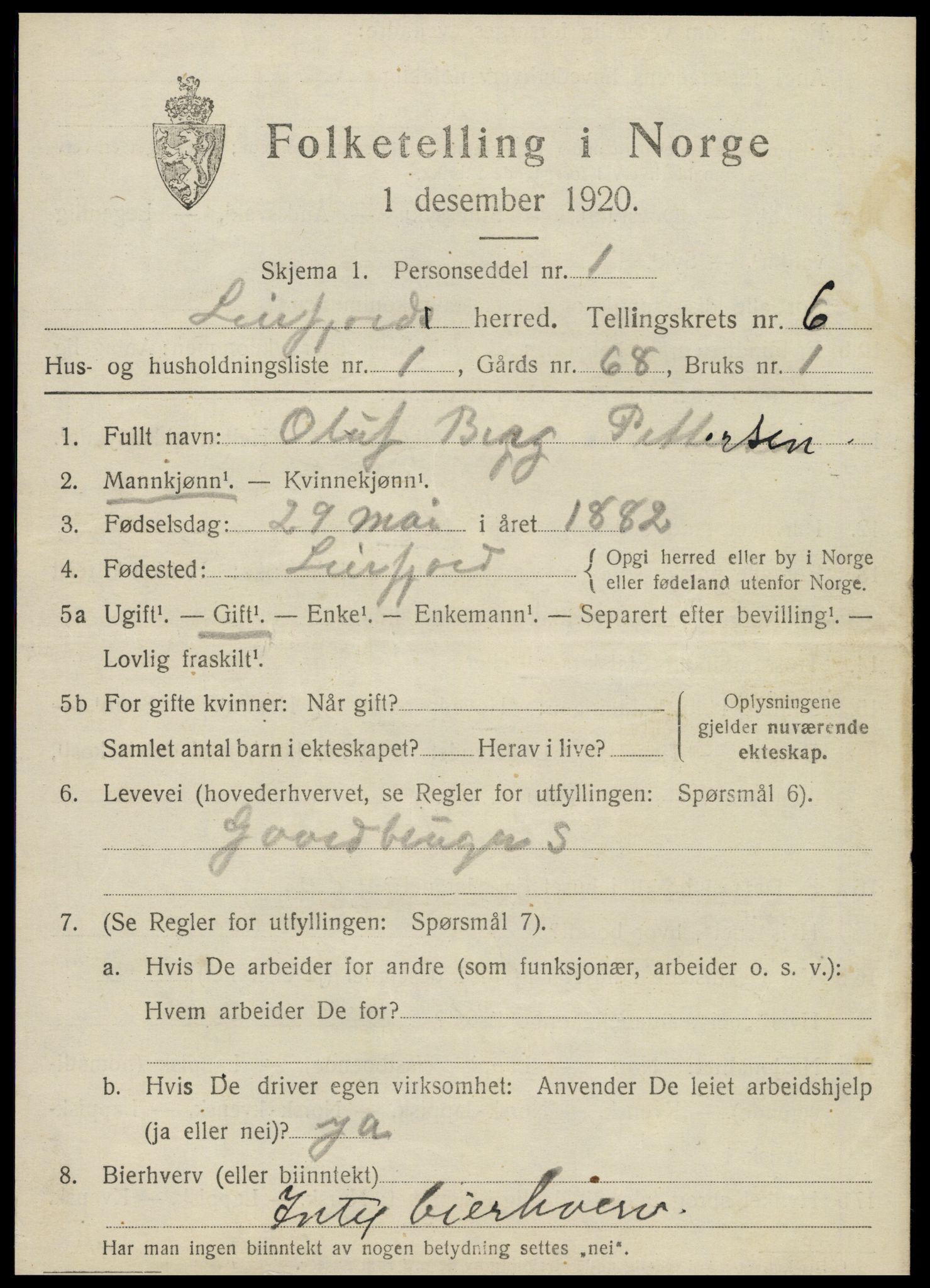 SAT, 1920 census for Leirfjord, 1920, p. 3813