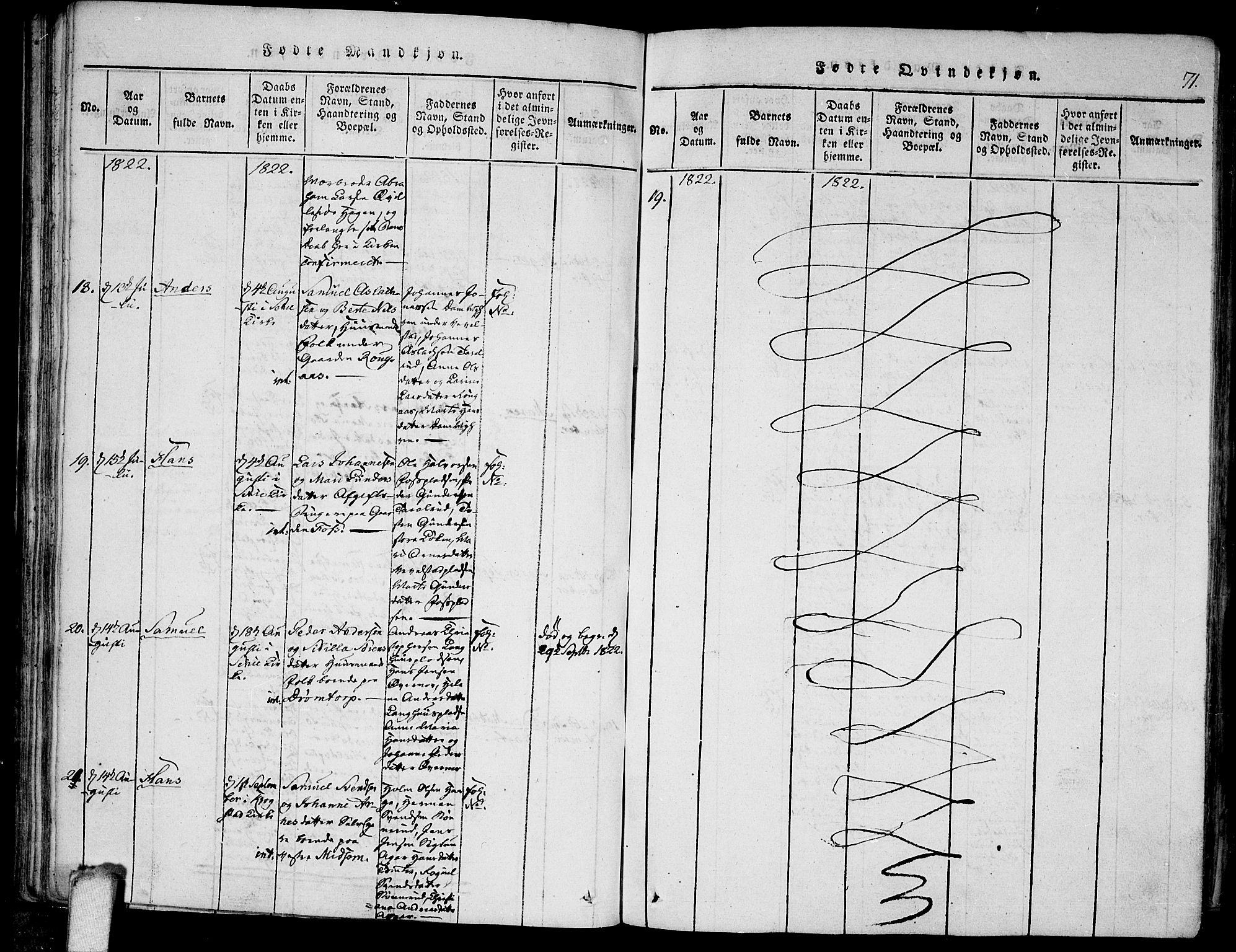 Kråkstad prestekontor Kirkebøker, AV/SAO-A-10125a/F/Fa/L0003: Parish register (official) no. I 3, 1813-1824, p. 71