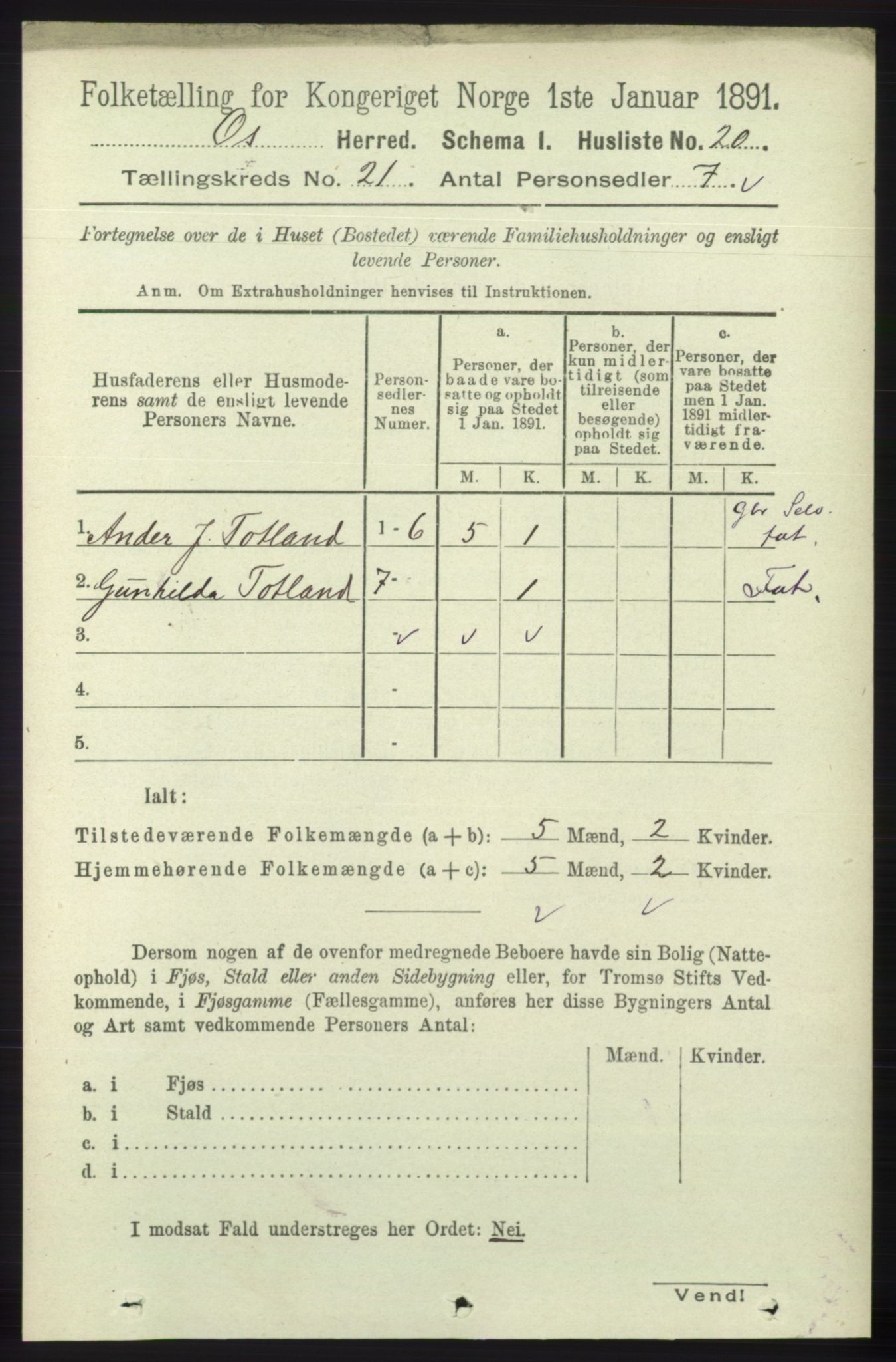 RA, 1891 census for 1243 Os, 1891, p. 4837