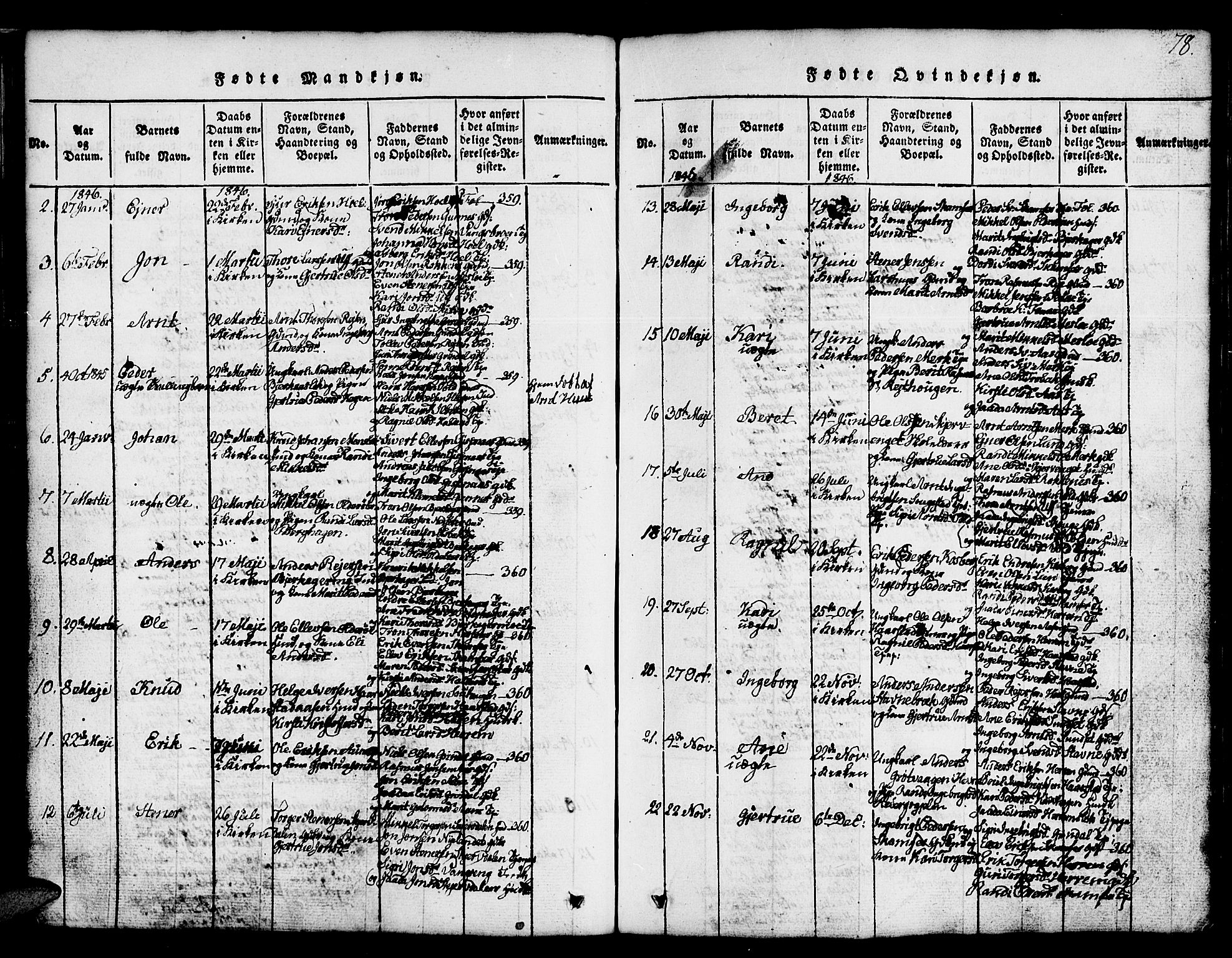 Ministerialprotokoller, klokkerbøker og fødselsregistre - Sør-Trøndelag, SAT/A-1456/674/L0874: Parish register (copy) no. 674C01, 1816-1860, p. 78