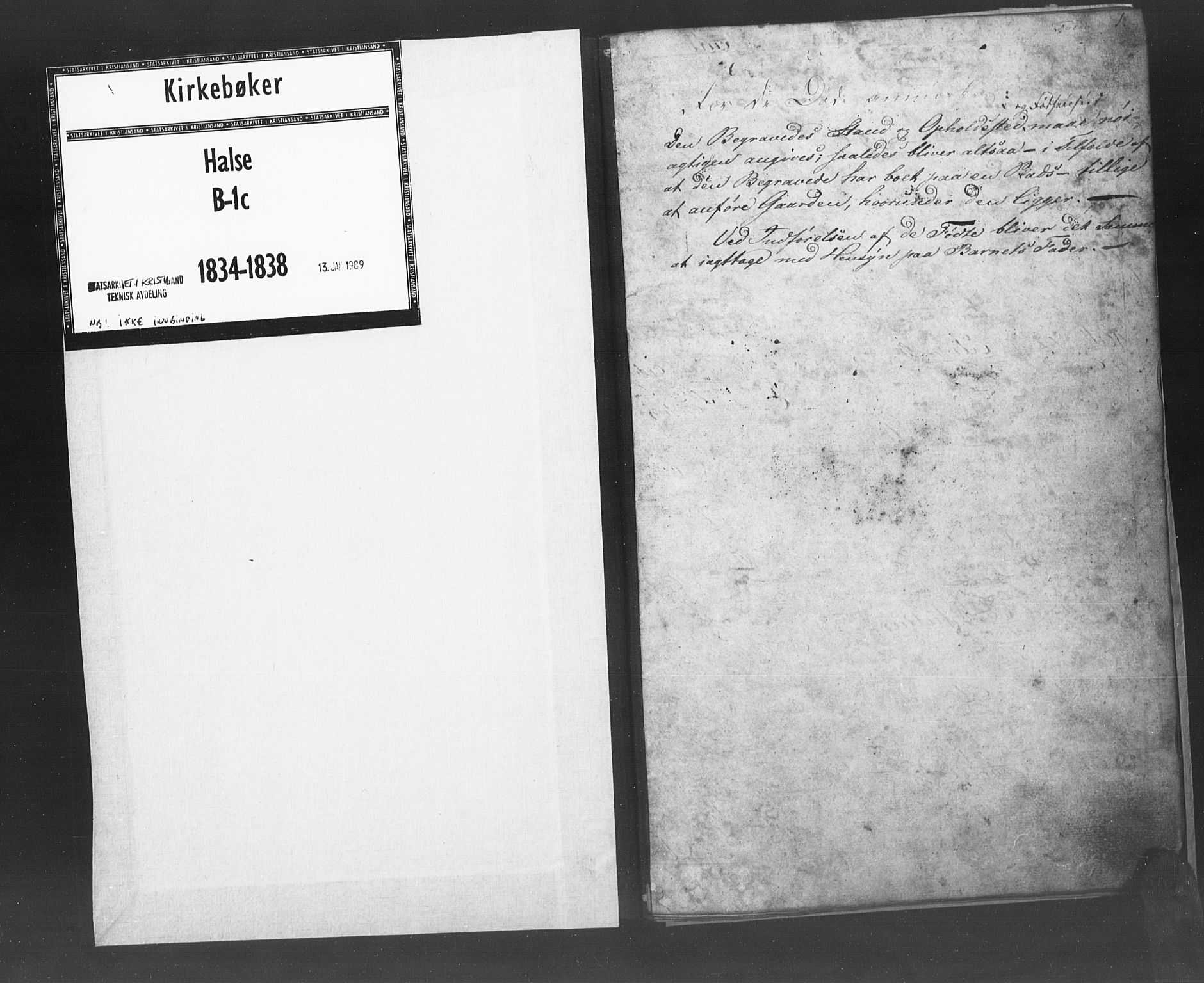 Mandal sokneprestkontor, SAK/1111-0030/F/Fb/Fba/L0003: Parish register (copy) no. B 1C, 1834-1838