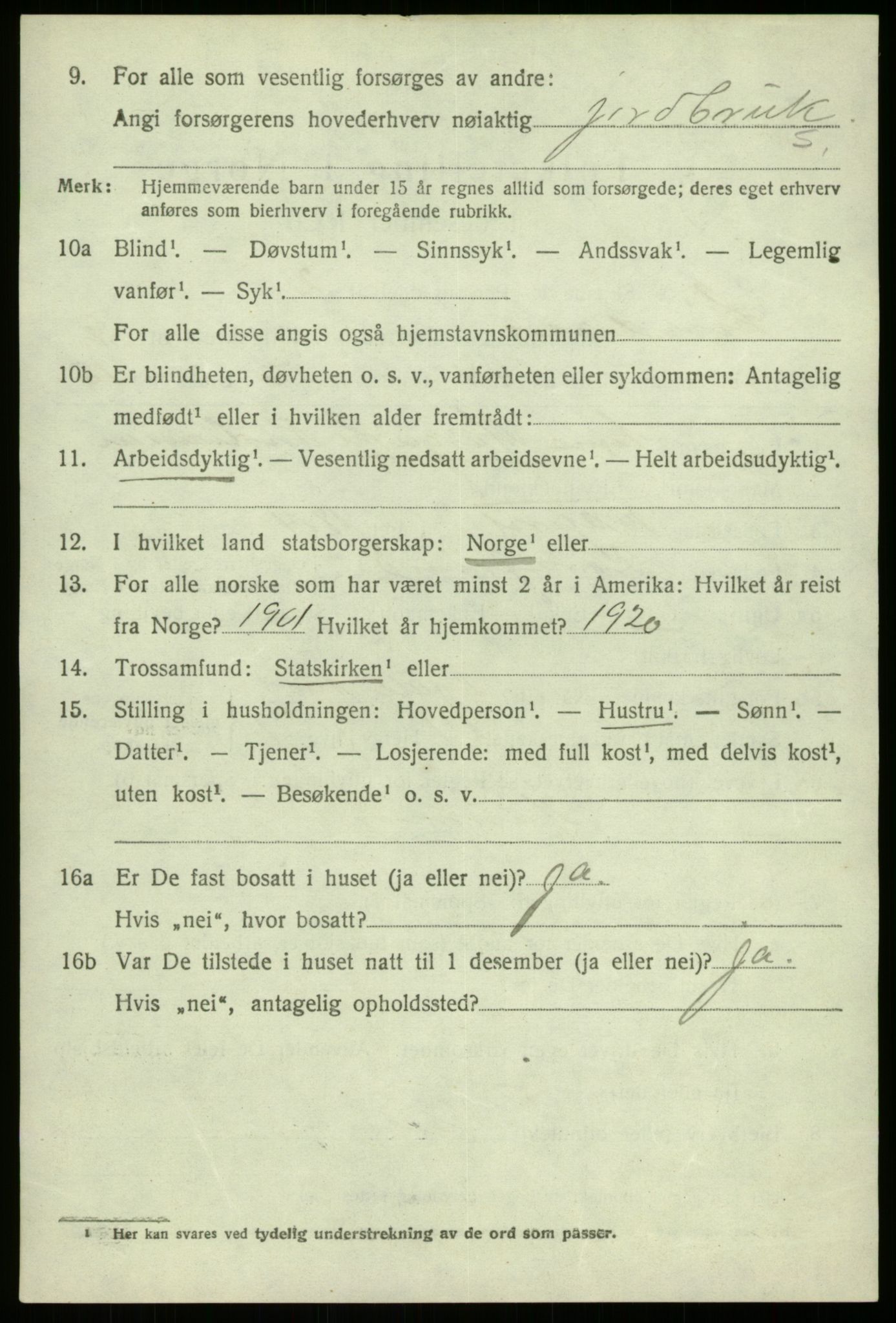 SAB, 1920 census for Lindås, 1920, p. 5326