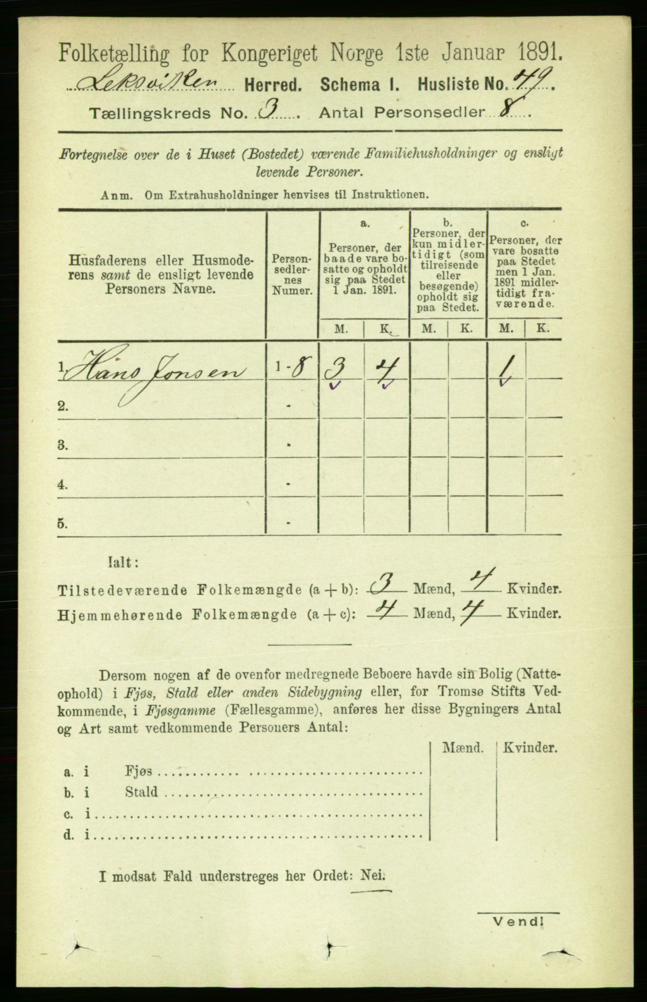RA, 1891 census for 1718 Leksvik, 1891, p. 1140