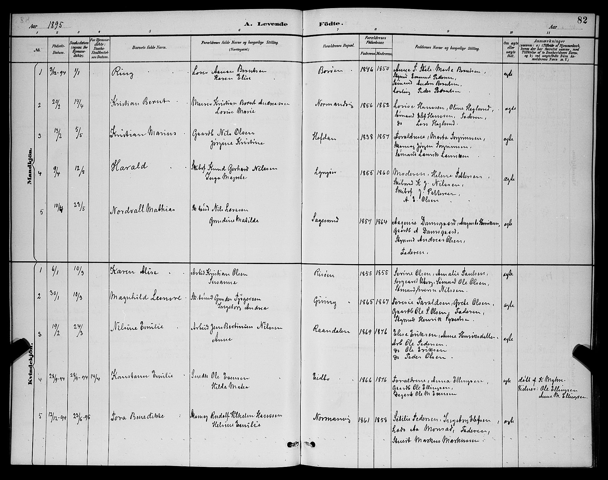 Dypvåg sokneprestkontor, AV/SAK-1111-0007/F/Fb/Fba/L0013: Parish register (copy) no. B 13, 1887-1900, p. 82