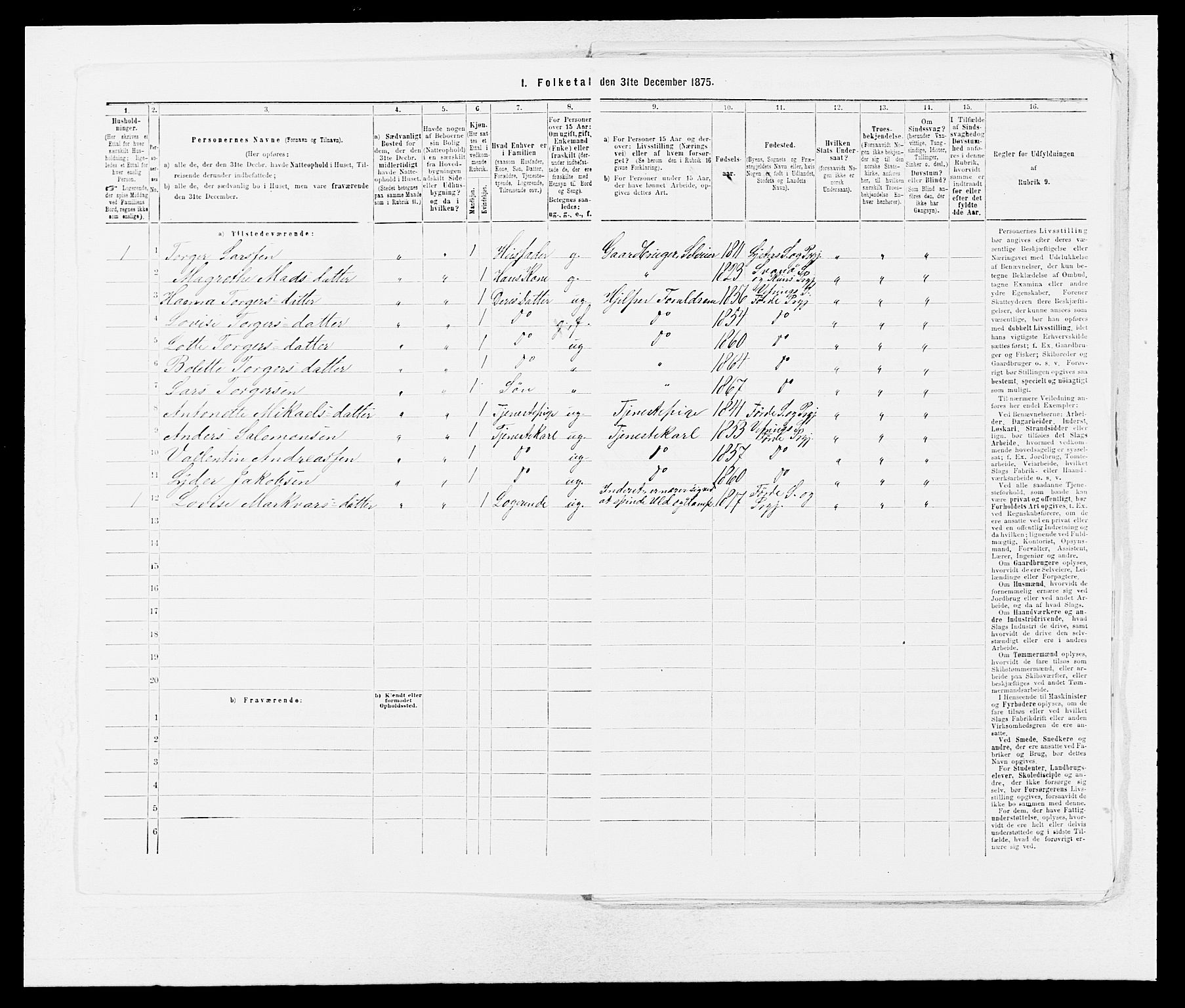 SAB, 1875 census for 1432P Førde, 1875, p. 1902