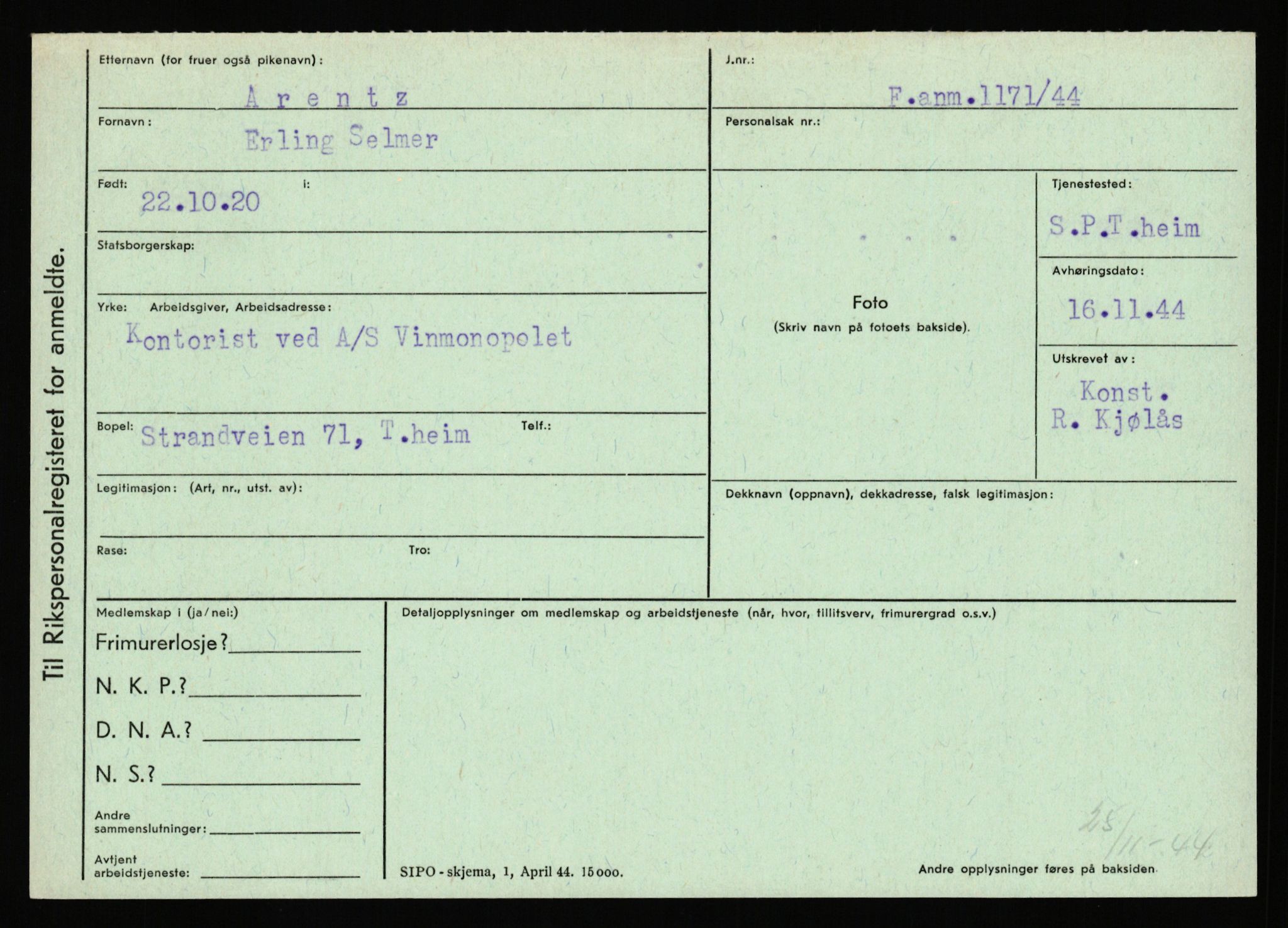 Statspolitiet - Hovedkontoret / Osloavdelingen, AV/RA-S-1329/C/Ca/L0001: Aabakken - Armann, 1943-1945, p. 5312