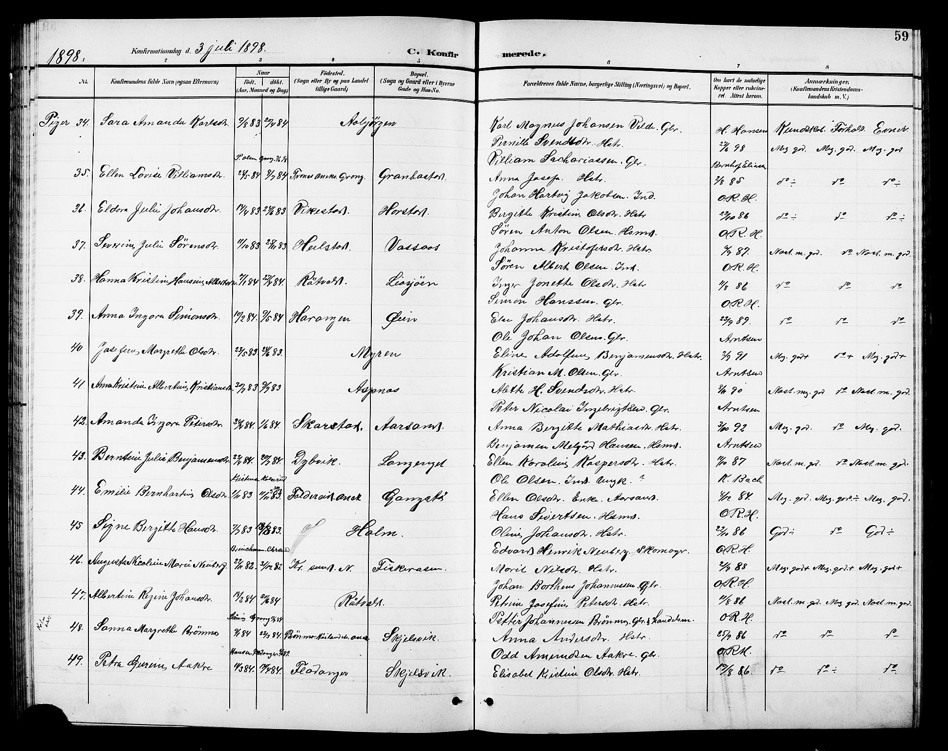 Ministerialprotokoller, klokkerbøker og fødselsregistre - Nordland, SAT/A-1459/810/L0161: Parish register (copy) no. 810C04, 1897-1910, p. 59