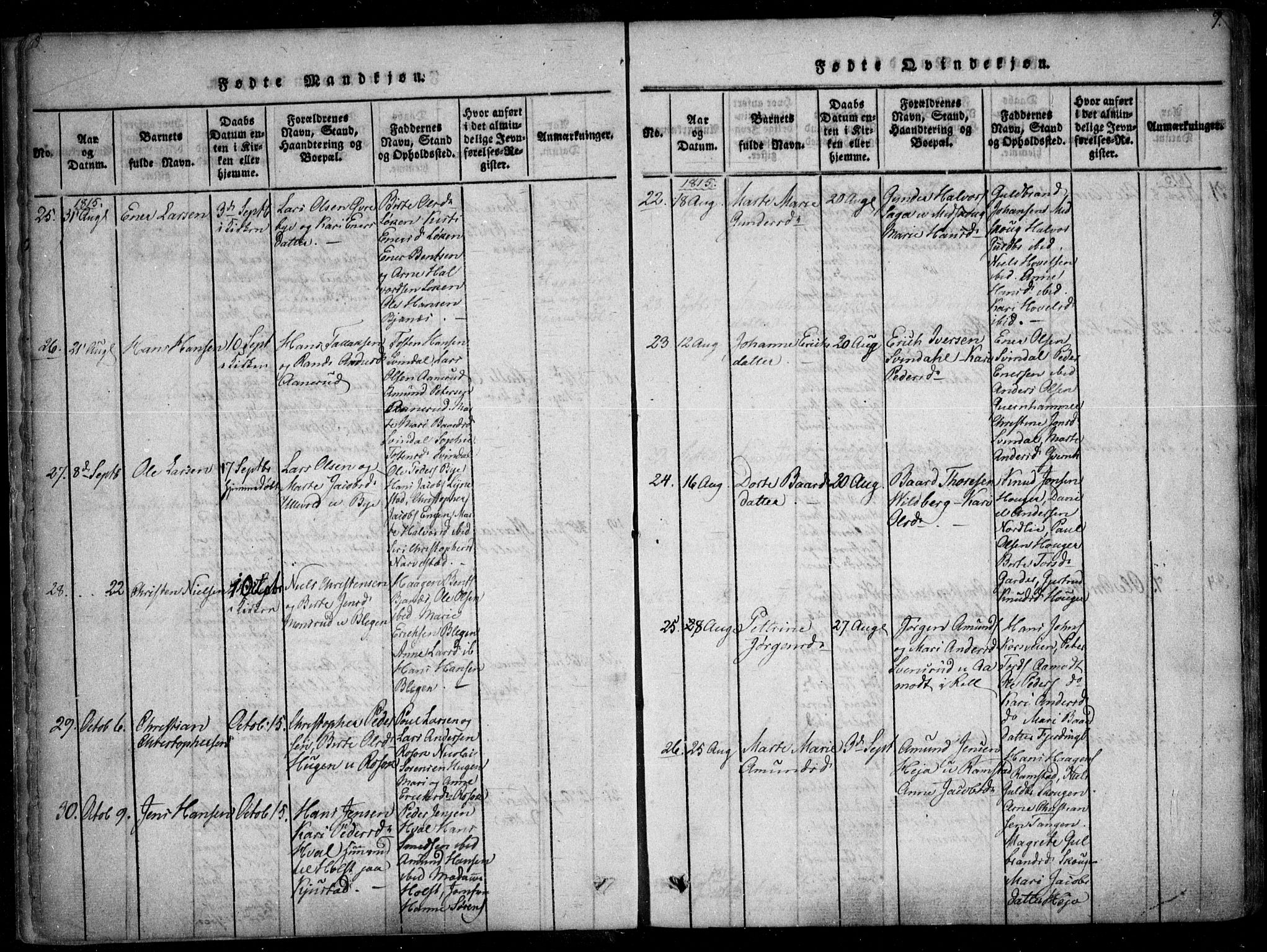 Fet prestekontor Kirkebøker, AV/SAO-A-10370a/F/Fa/L0008: Parish register (official) no. I 8, 1815-1842, p. 7