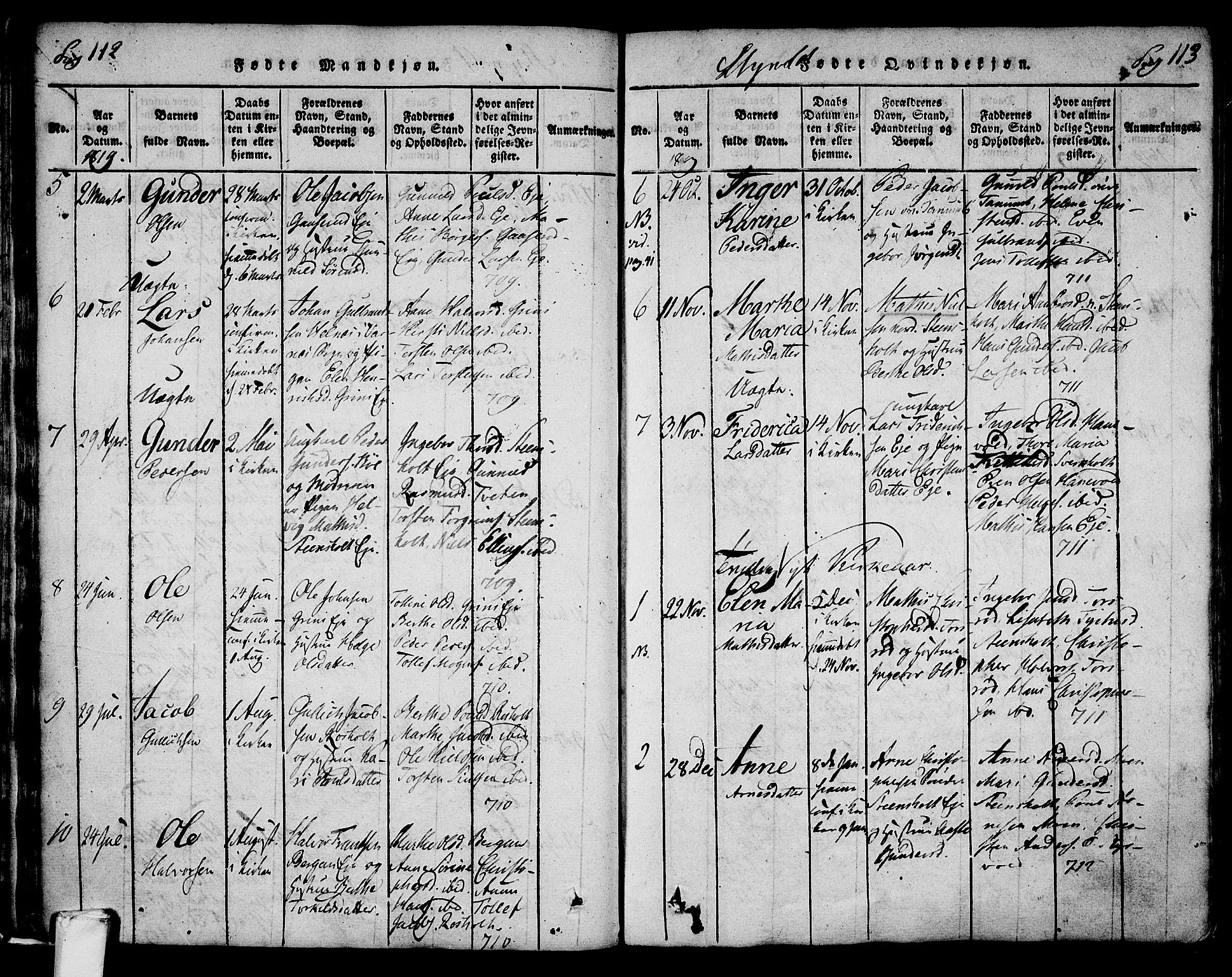 Lardal kirkebøker, AV/SAKO-A-350/F/Fa/L0005: Parish register (official) no. I 5, 1814-1835, p. 112-113