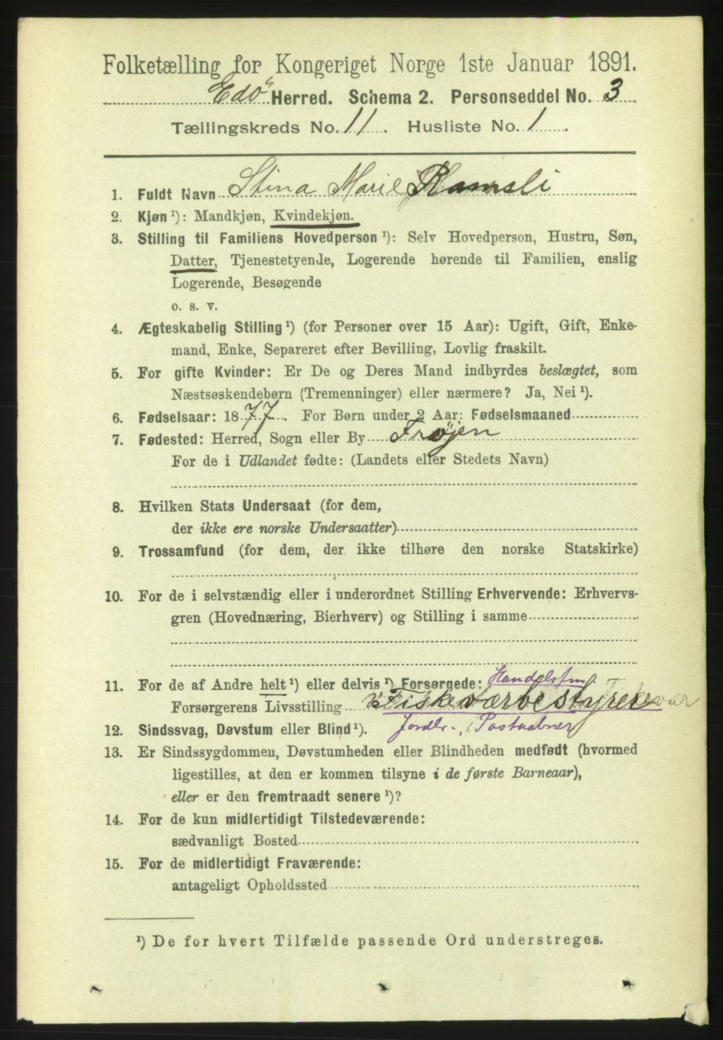 RA, 1891 census for 1573 Edøy, 1891, p. 2957