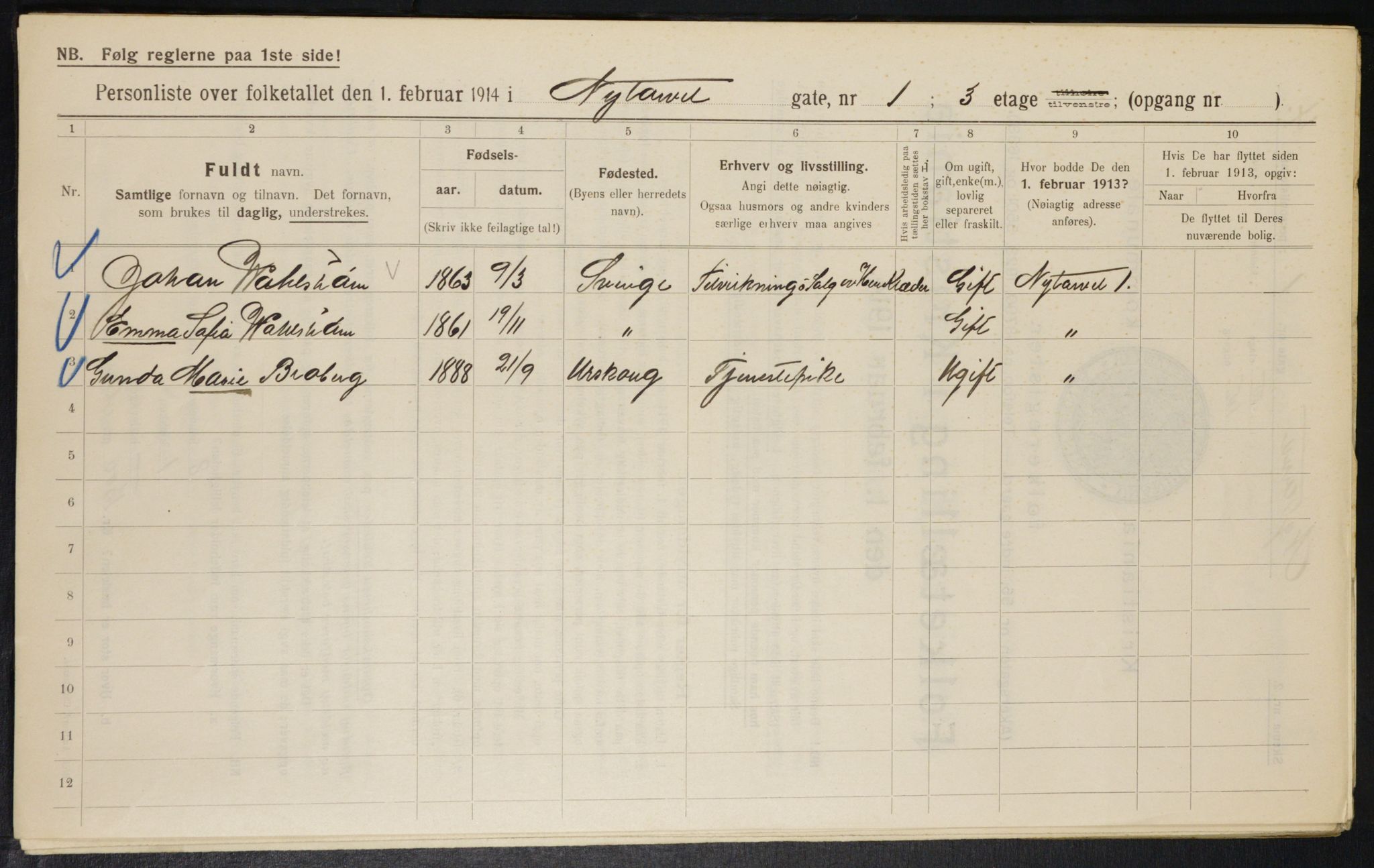 OBA, Municipal Census 1914 for Kristiania, 1914, p. 74028