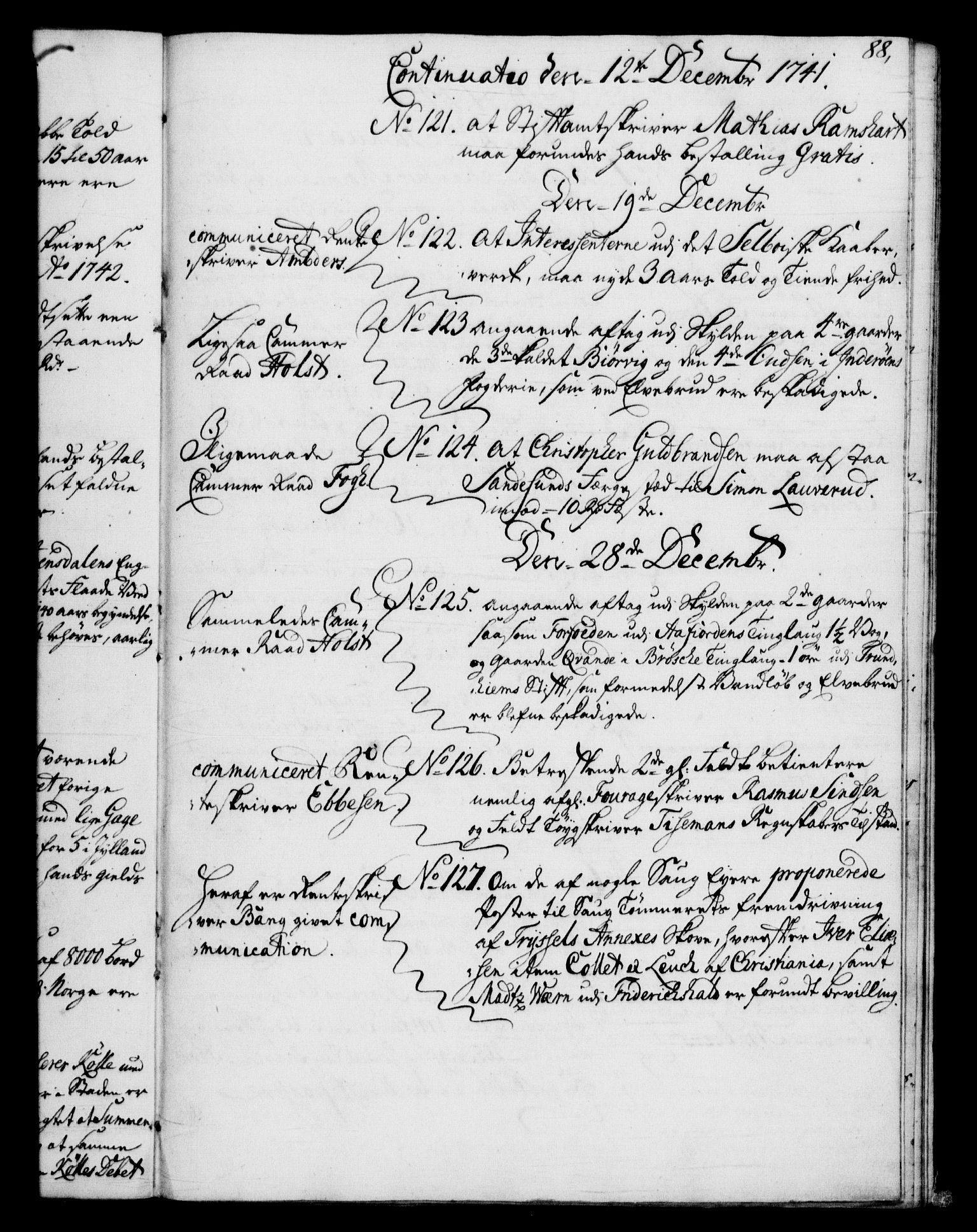 Rentekammeret, Kammerkanselliet, RA/EA-3111/G/Gf/Gfb/L0004: Register til norske relasjons- og resolusjonsprotokoller (merket RK 52.99), 1736-1743, p. 88