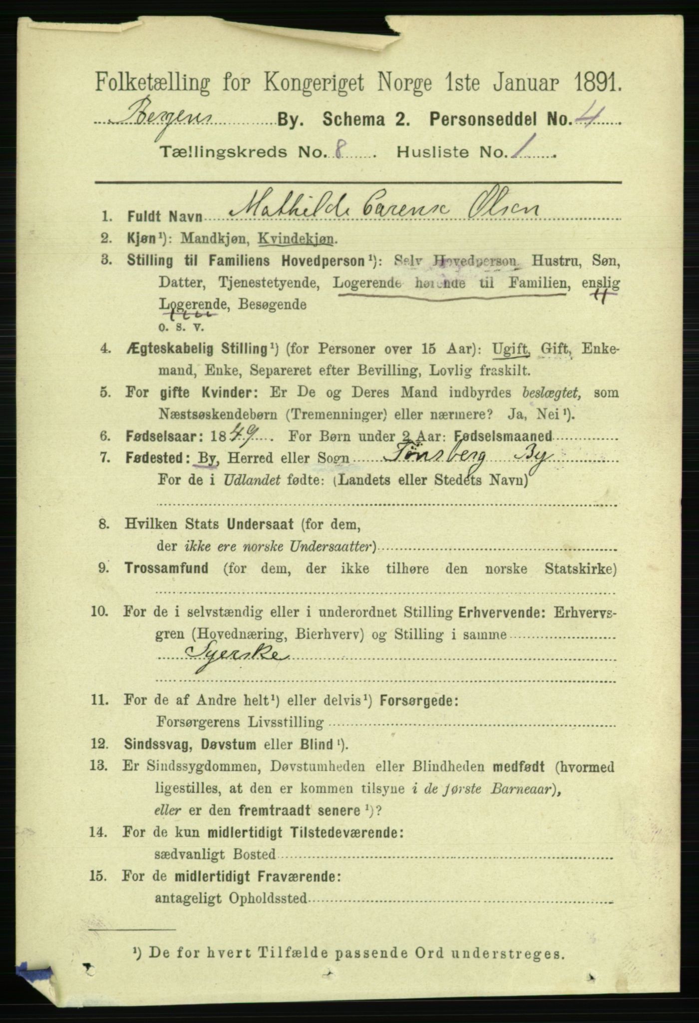 RA, 1891 Census for 1301 Bergen, 1891, p. 16557