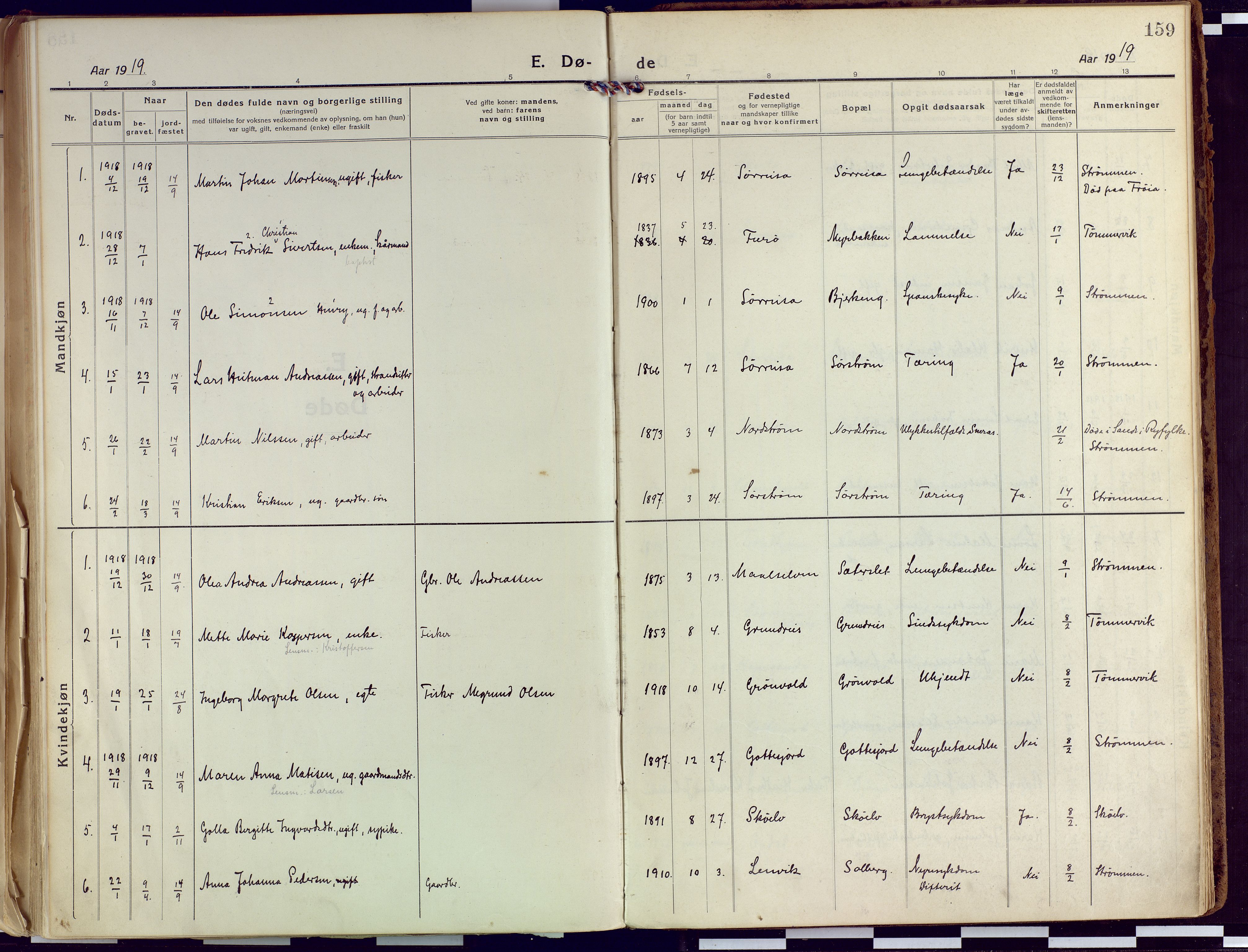 Tranøy sokneprestkontor, SATØ/S-1313/I/Ia/Iaa/L0015kirke: Parish register (official) no. 15, 1919-1928, p. 159