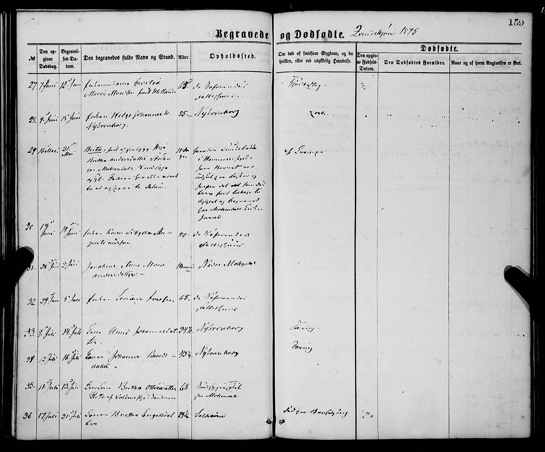 St. Jørgens hospital og Årstad sokneprestembete, AV/SAB-A-99934: Parish register (official) no. A 11, 1864-1886, p. 159