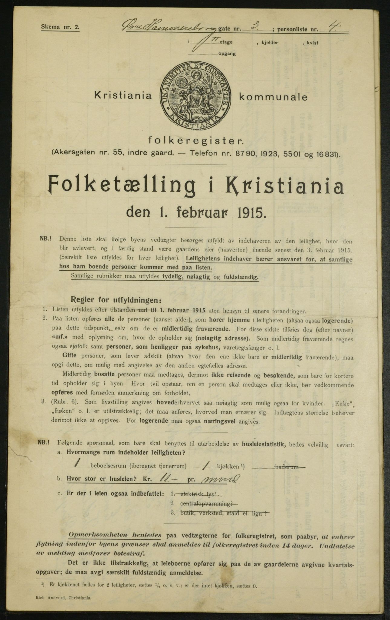 OBA, Municipal Census 1915 for Kristiania, 1915, p. 130467