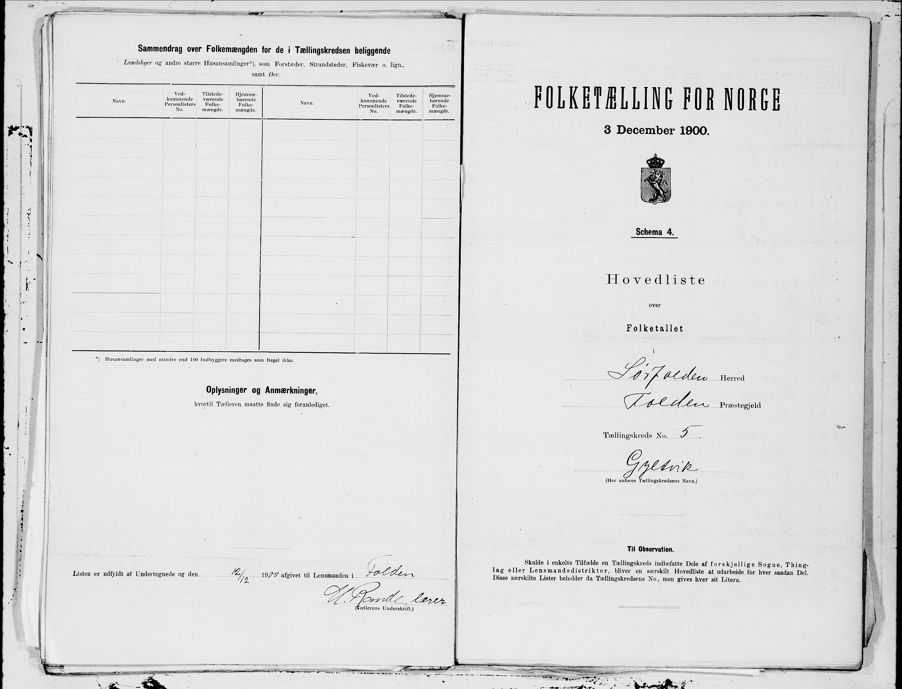 SAT, 1900 census for Sørfold, 1900, p. 10