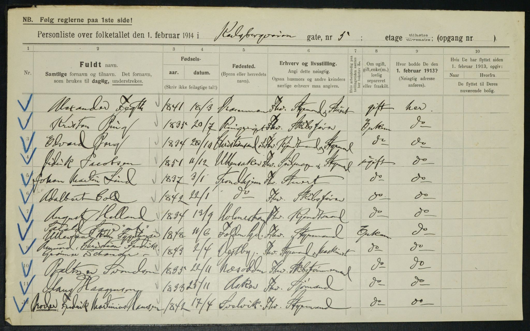 OBA, Municipal Census 1914 for Kristiania, 1914, p. 48912