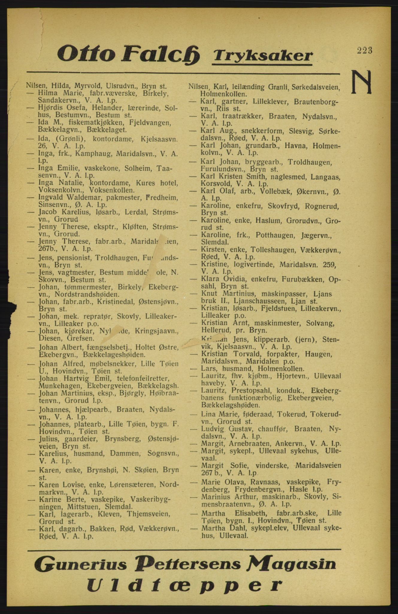 Aker adressebok/adressekalender, PUBL/001/A/002: Akers adressekalender, 1922, p. 223