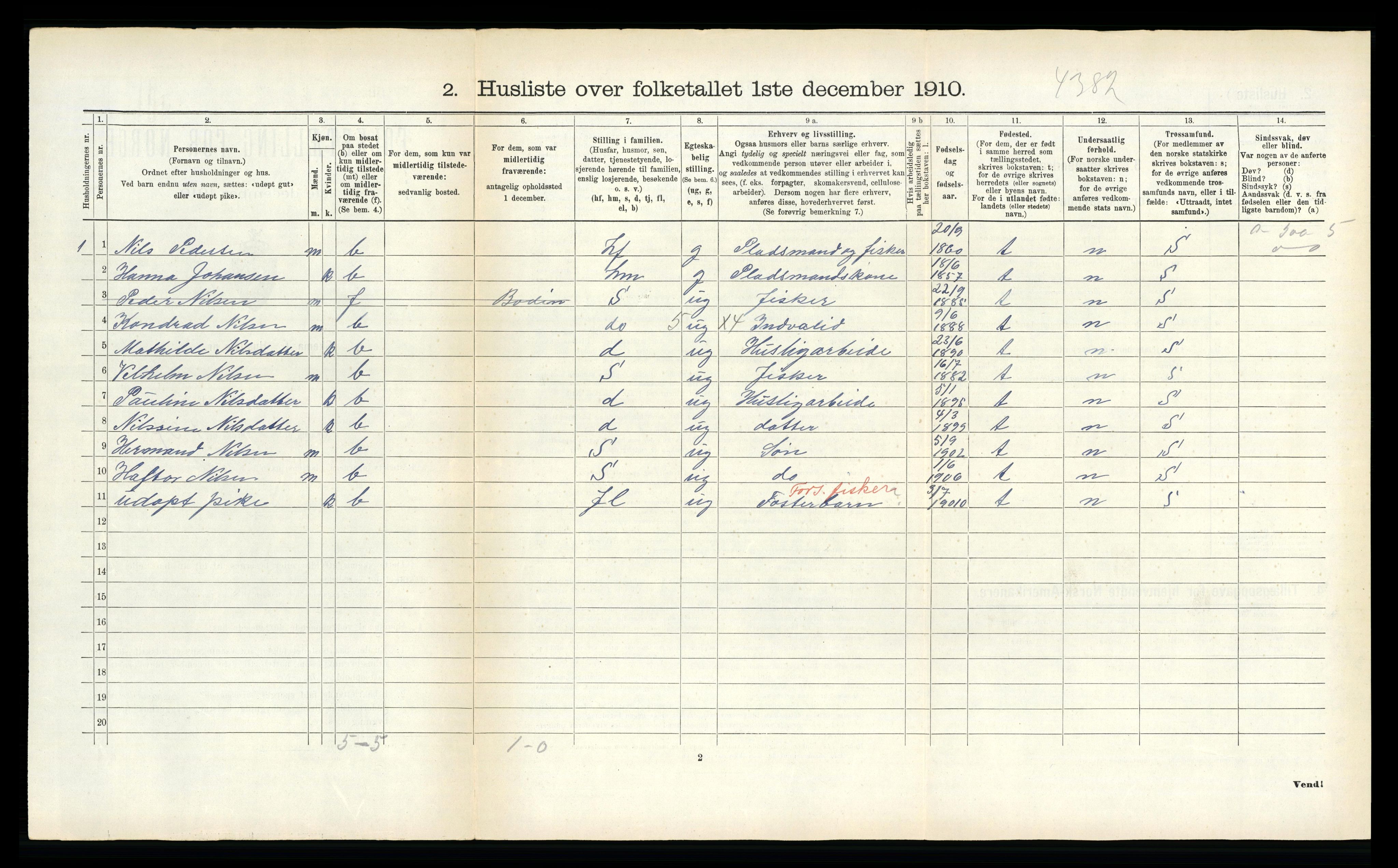 RA, 1910 census for Gildeskål, 1910, p. 1292