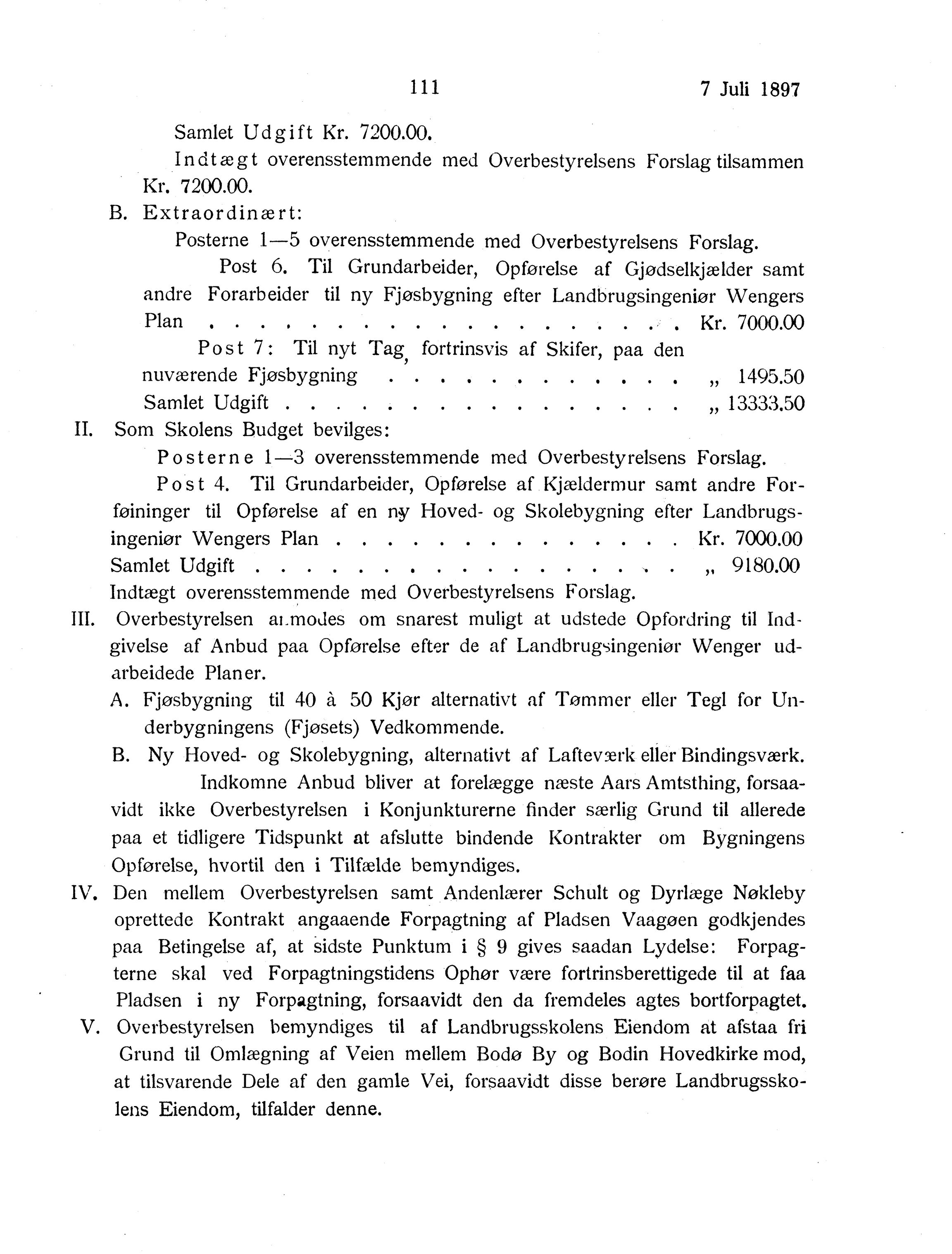 Nordland Fylkeskommune. Fylkestinget, AIN/NFK-17/176/A/Ac/L0020: Fylkestingsforhandlinger 1897, 1897