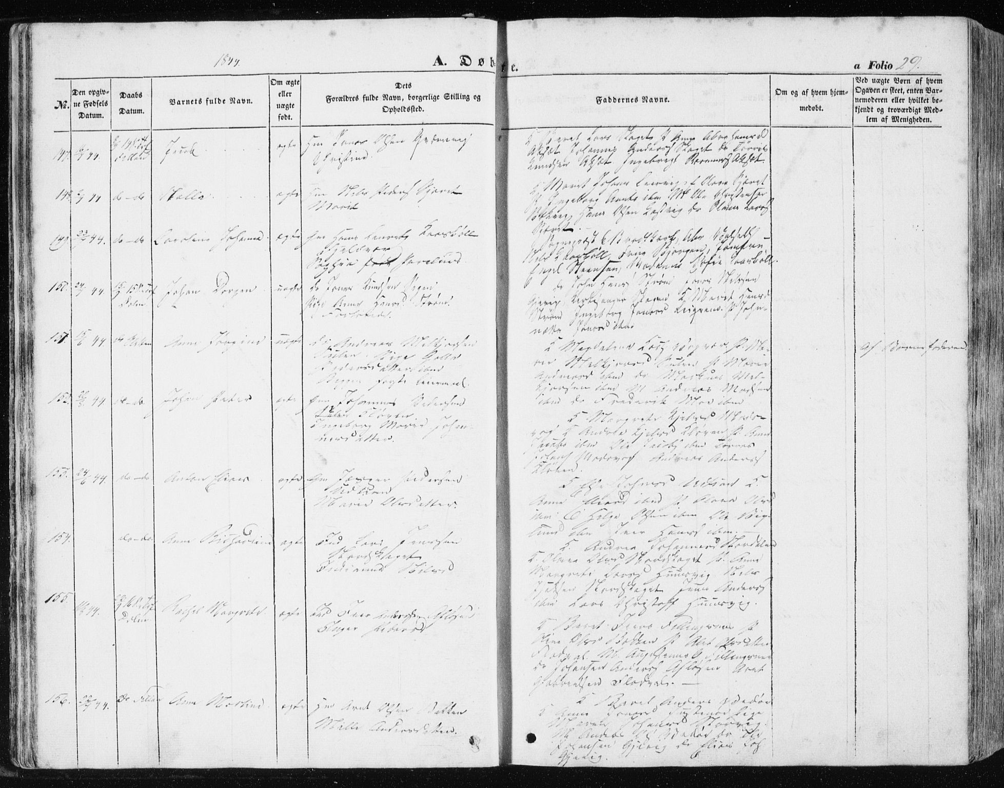 Ministerialprotokoller, klokkerbøker og fødselsregistre - Sør-Trøndelag, AV/SAT-A-1456/634/L0529: Parish register (official) no. 634A05, 1843-1851, p. 29