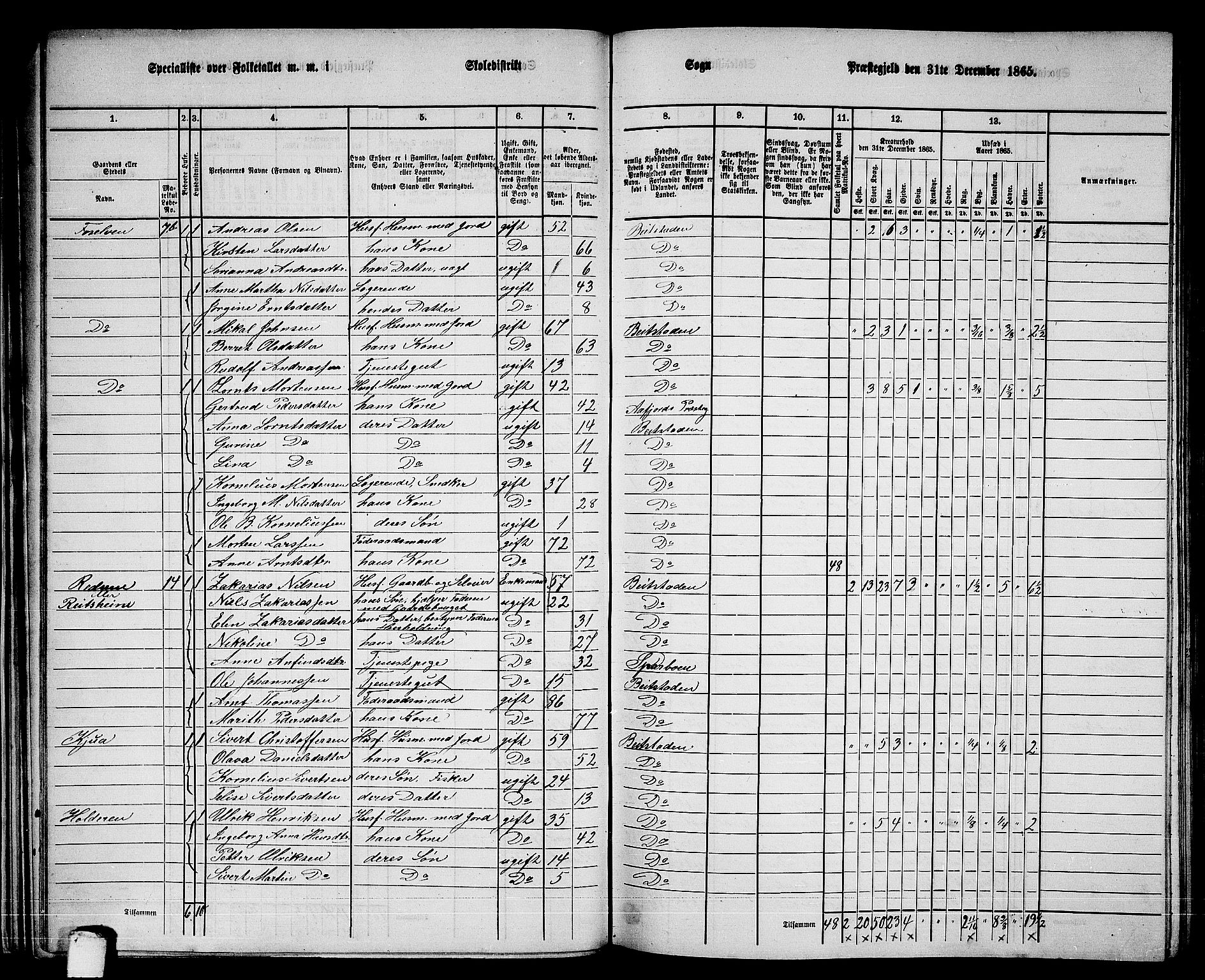 RA, 1865 census for Beitstad, 1865, p. 38