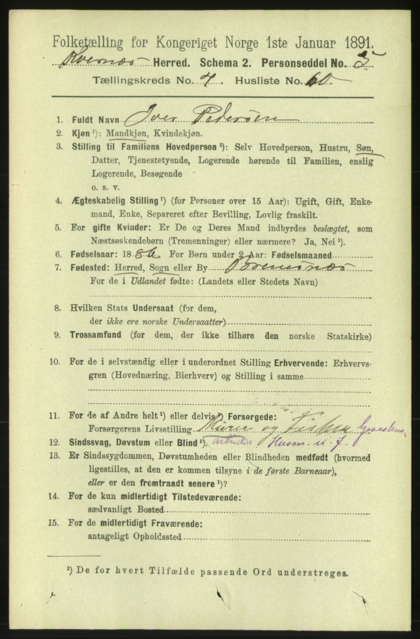 RA, 1891 census for 1553 Kvernes, 1891, p. 2245