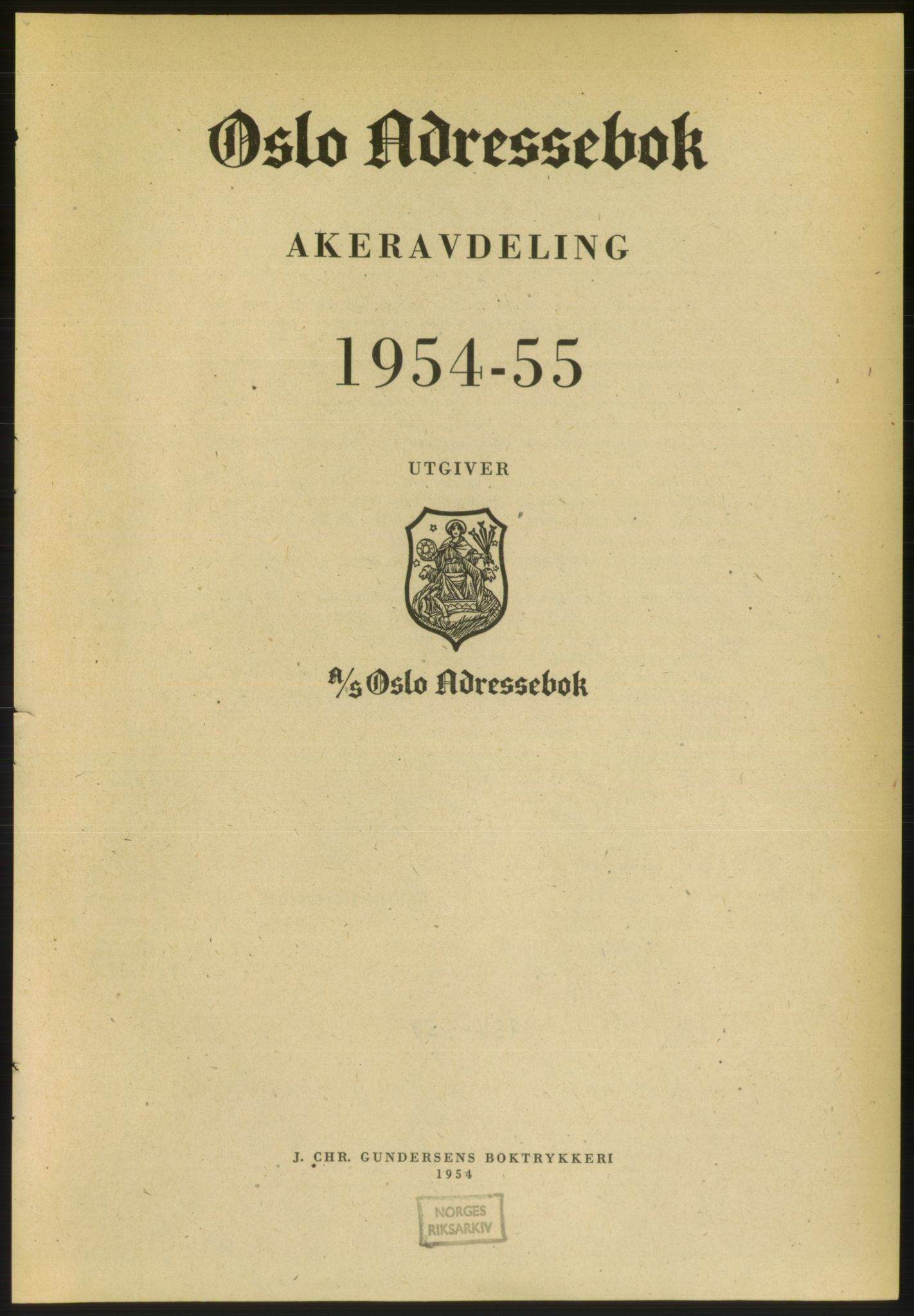 Kristiania/Oslo adressebok, PUBL/-, 1954