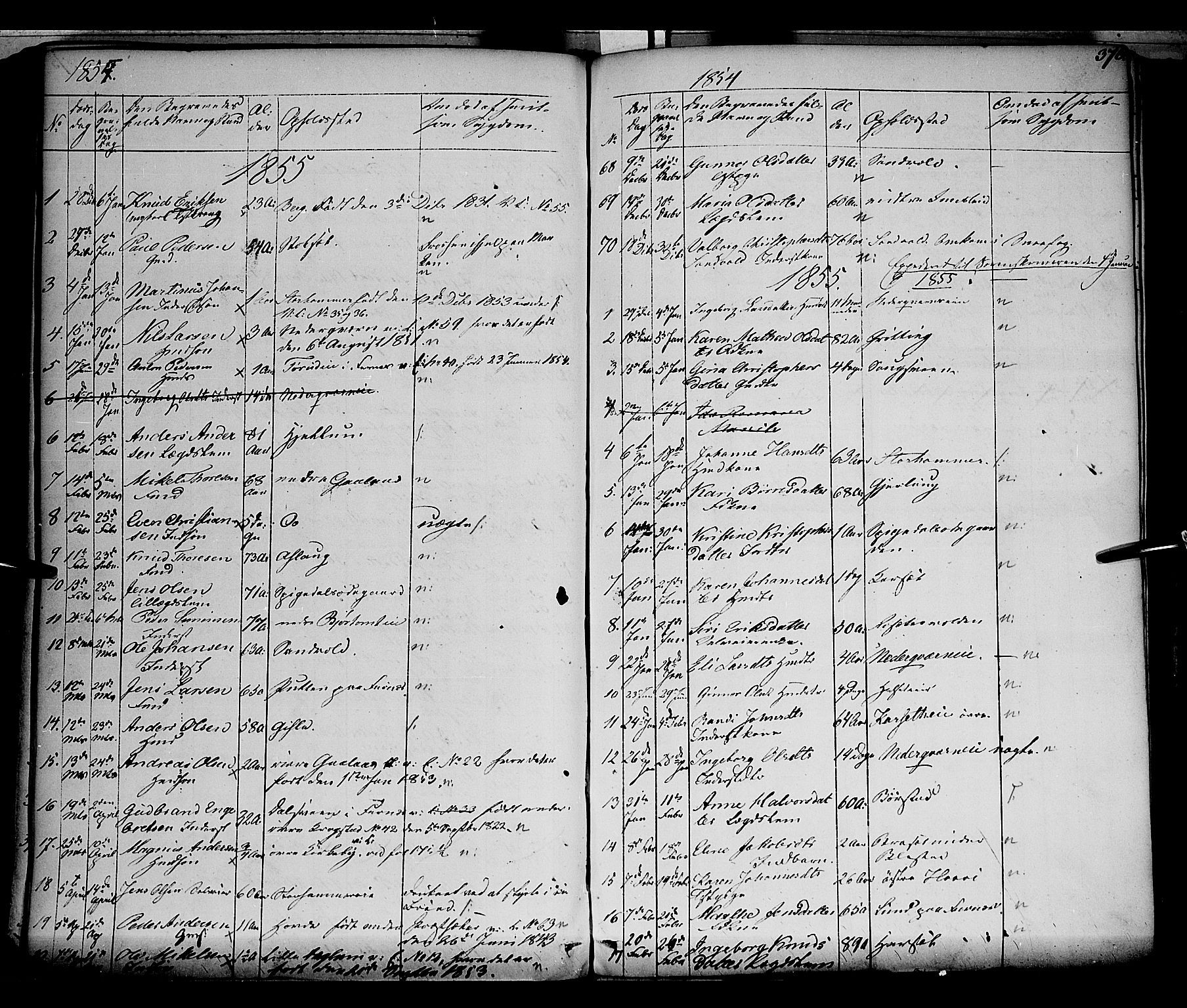 Vang prestekontor, Hedmark, SAH/PREST-008/H/Ha/Haa/L0010: Parish register (official) no. 10, 1841-1855, p. 376