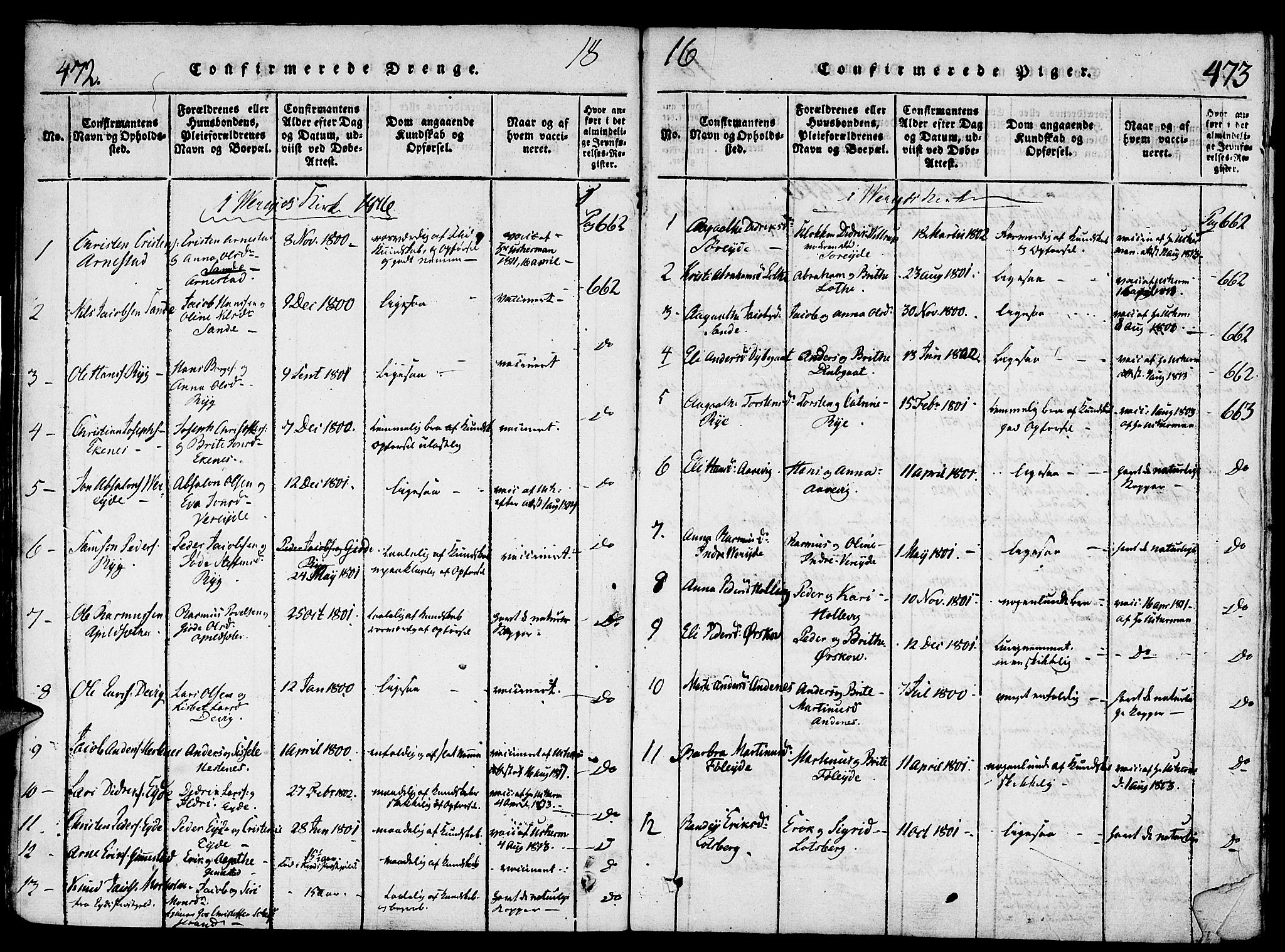 Gloppen sokneprestembete, SAB/A-80101/H/Haa/Haaa/L0006: Parish register (official) no. A 6, 1816-1826, p. 472-473