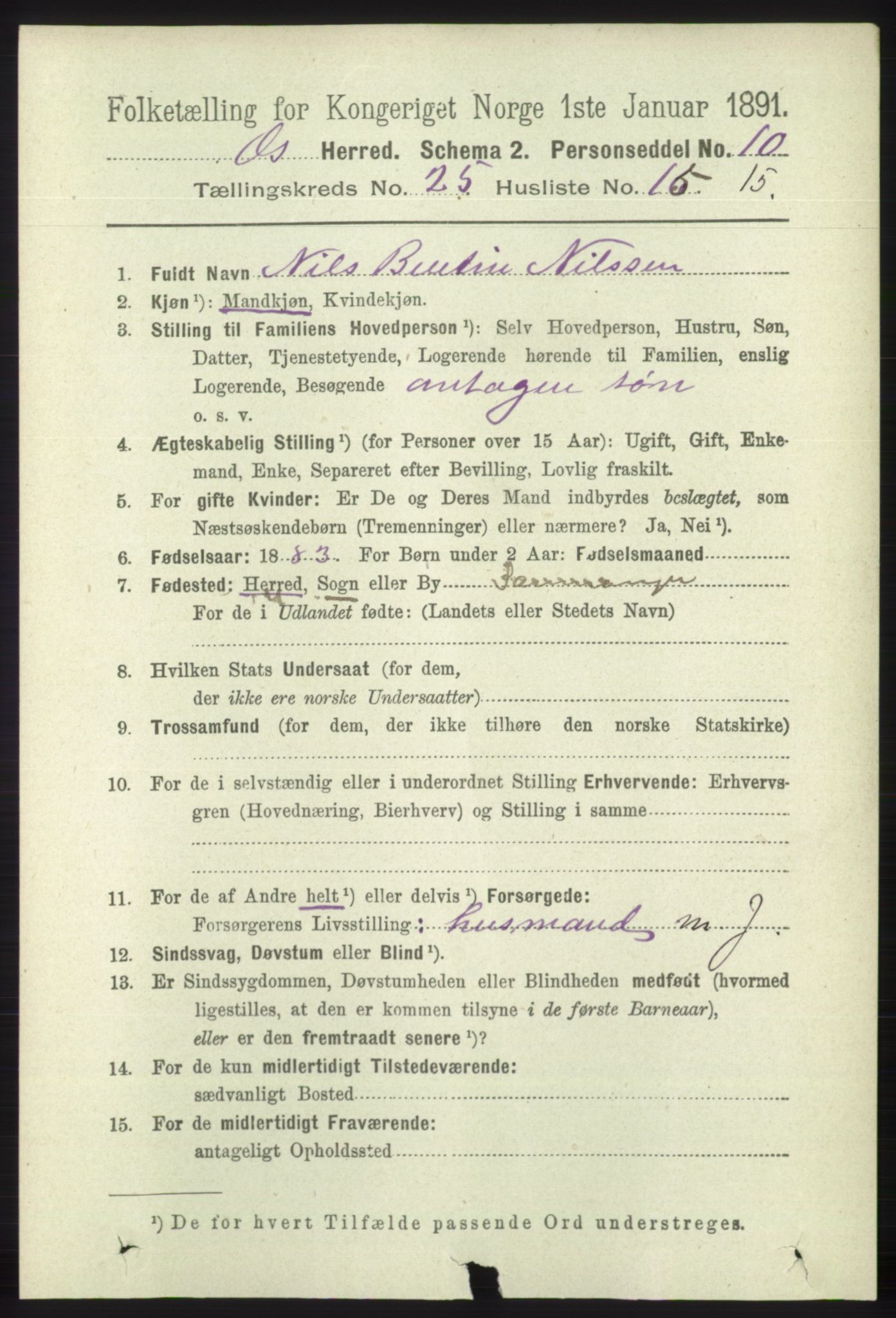 RA, 1891 census for 1243 Os, 1891, p. 5466