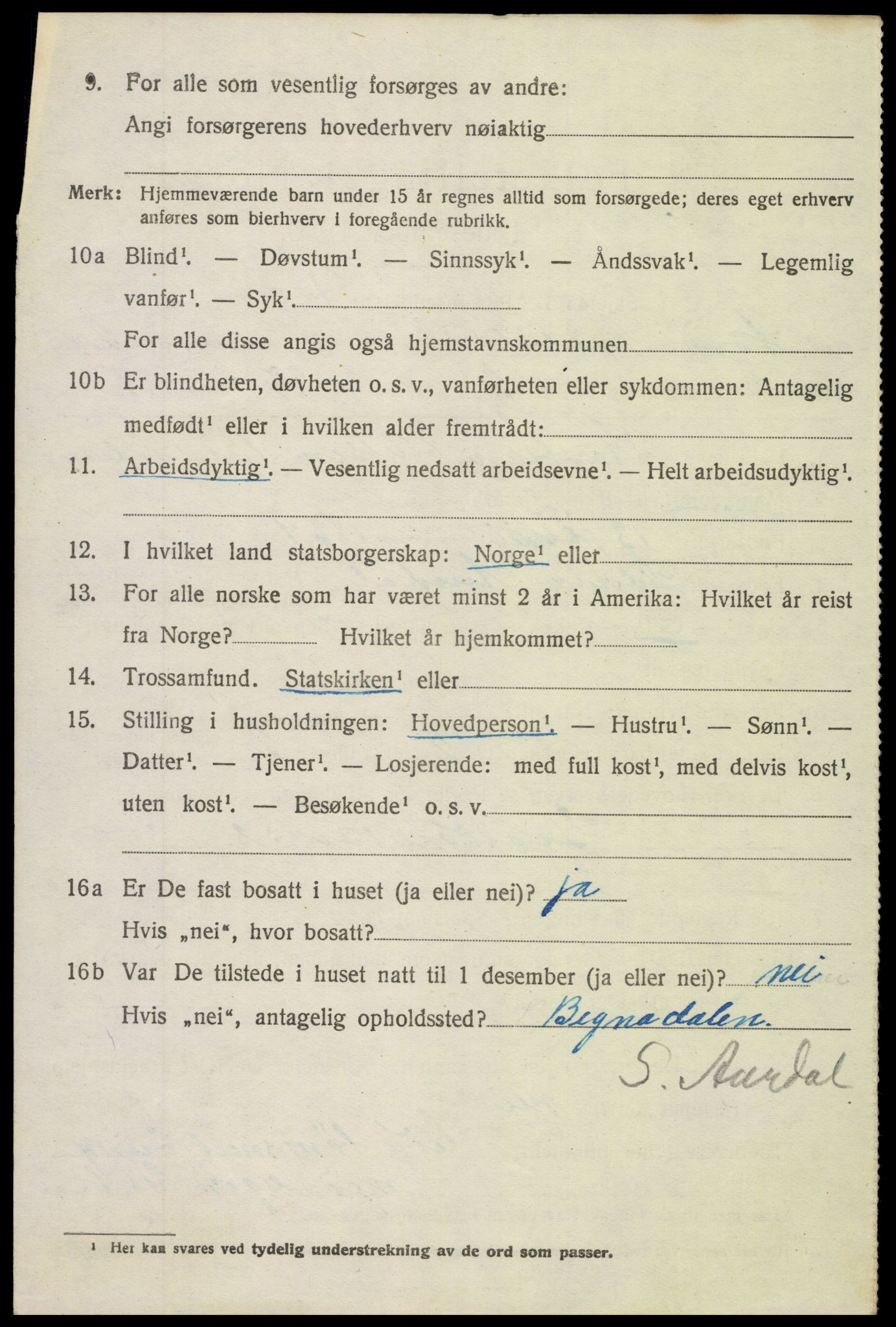 SAH, 1920 census for Nord-Aurdal, 1920, p. 3129