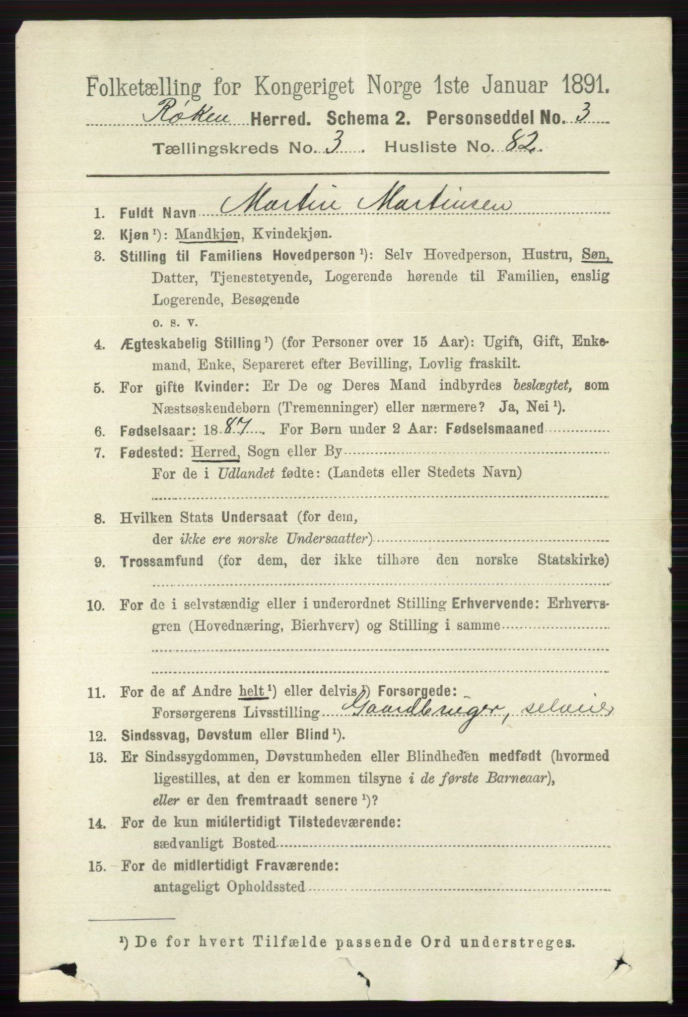 RA, 1891 census for 0627 Røyken, 1891, p. 1729