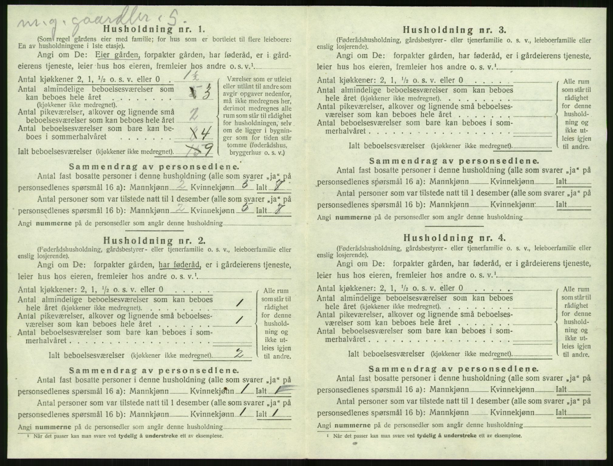 SAT, 1920 census for Sunnylven, 1920, p. 353