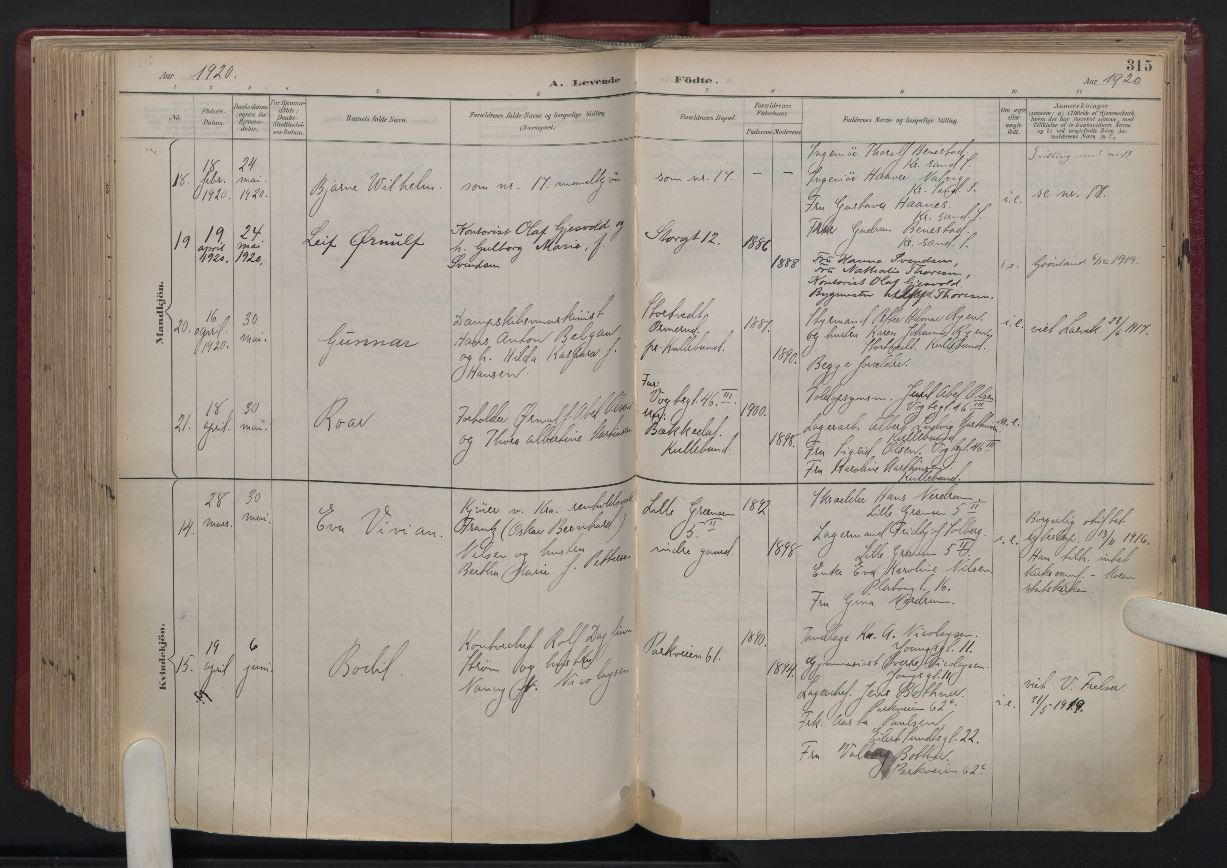 Oslo domkirke Kirkebøker, AV/SAO-A-10752/F/Fa/L0039: Parish register (official) no. 39, 1893-1932, p. 315