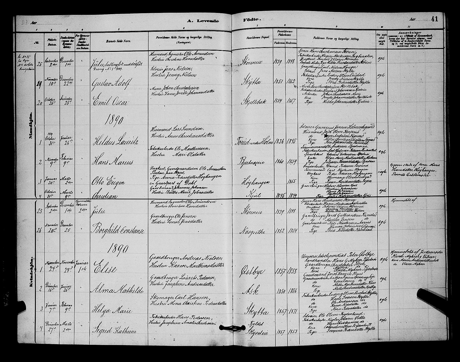 Nittedal prestekontor Kirkebøker, SAO/A-10365a/G/Ga/L0002: Parish register (copy) no. I 2, 1879-1901, p. 41