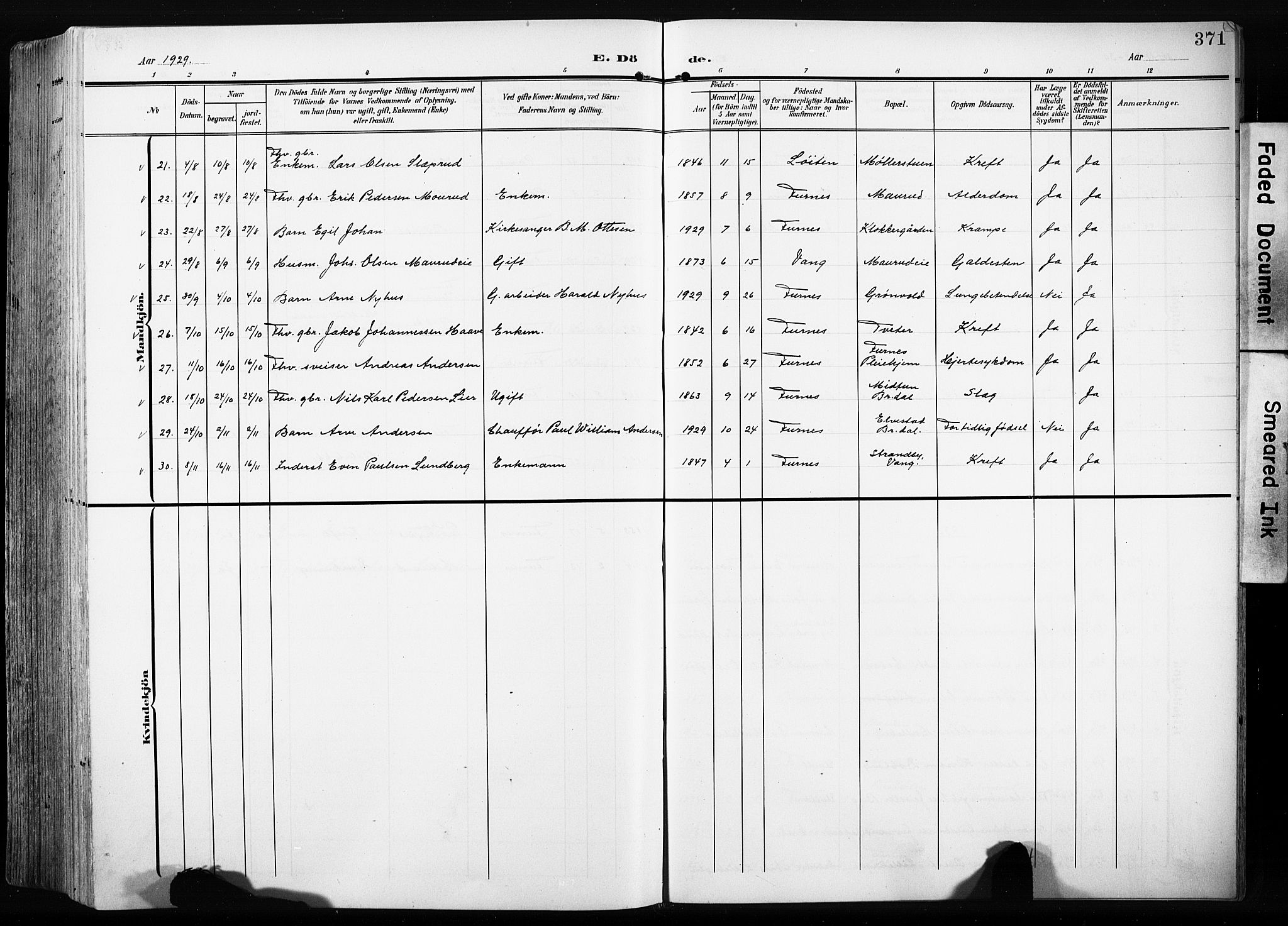 Furnes prestekontor, AV/SAH-PREST-012/L/La/L0001: Parish register (copy) no. 1, 1904-1933, p. 371