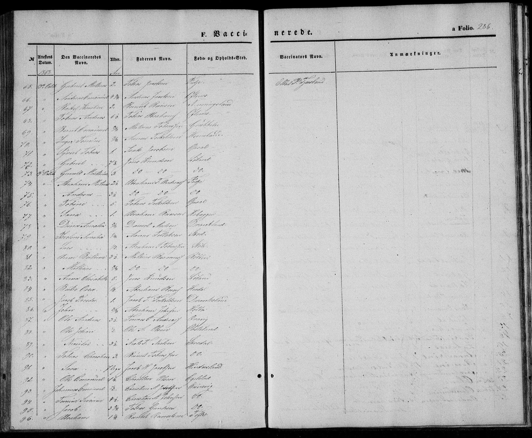 Lyngdal sokneprestkontor, AV/SAK-1111-0029/F/Fa/Fac/L0009: Parish register (official) no. A 9, 1852-1864, p. 286