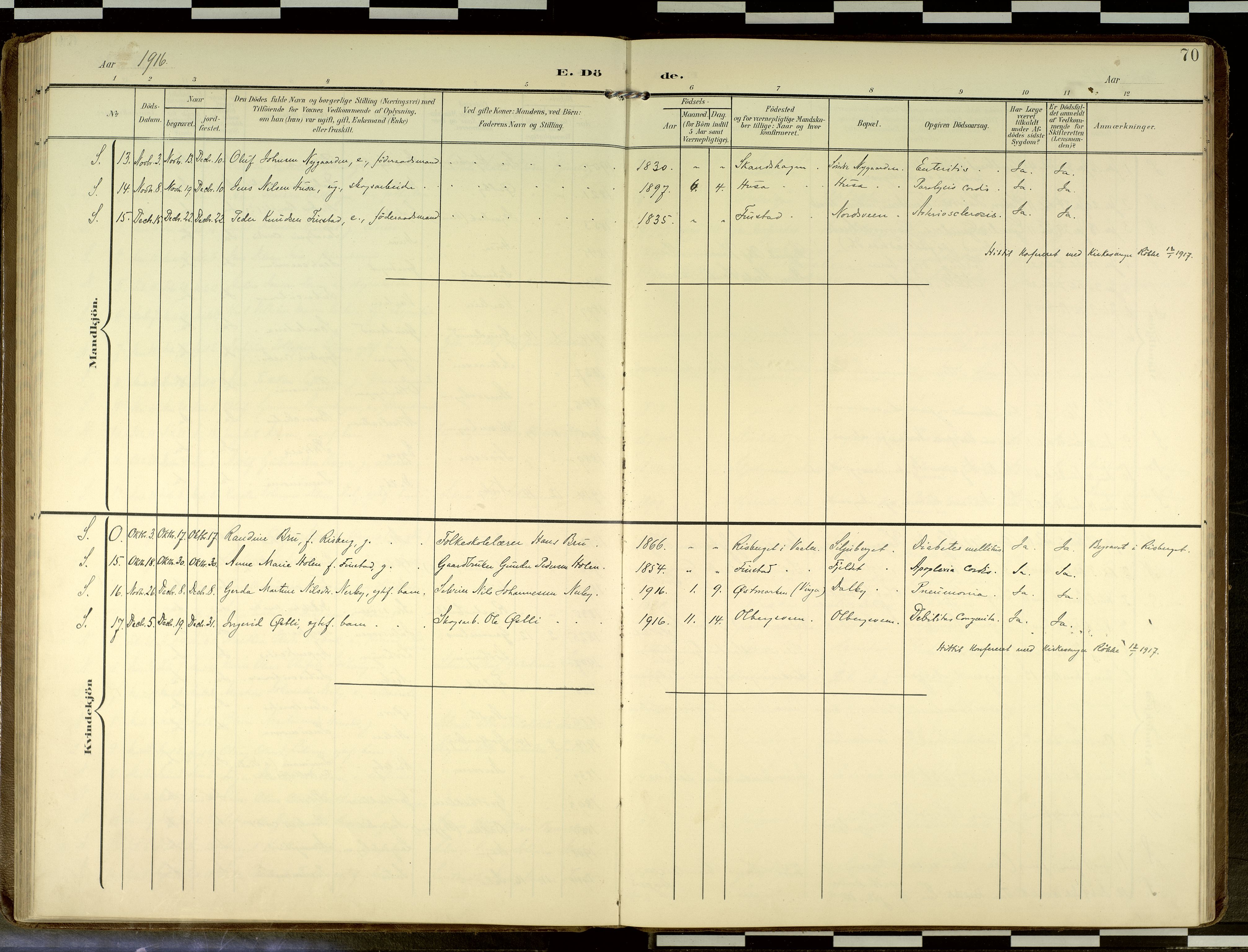 Elverum prestekontor, AV/SAH-PREST-044/H/Ha/Haa/L0019: Parish register (official) no. 19, 1903-1926, p. 70