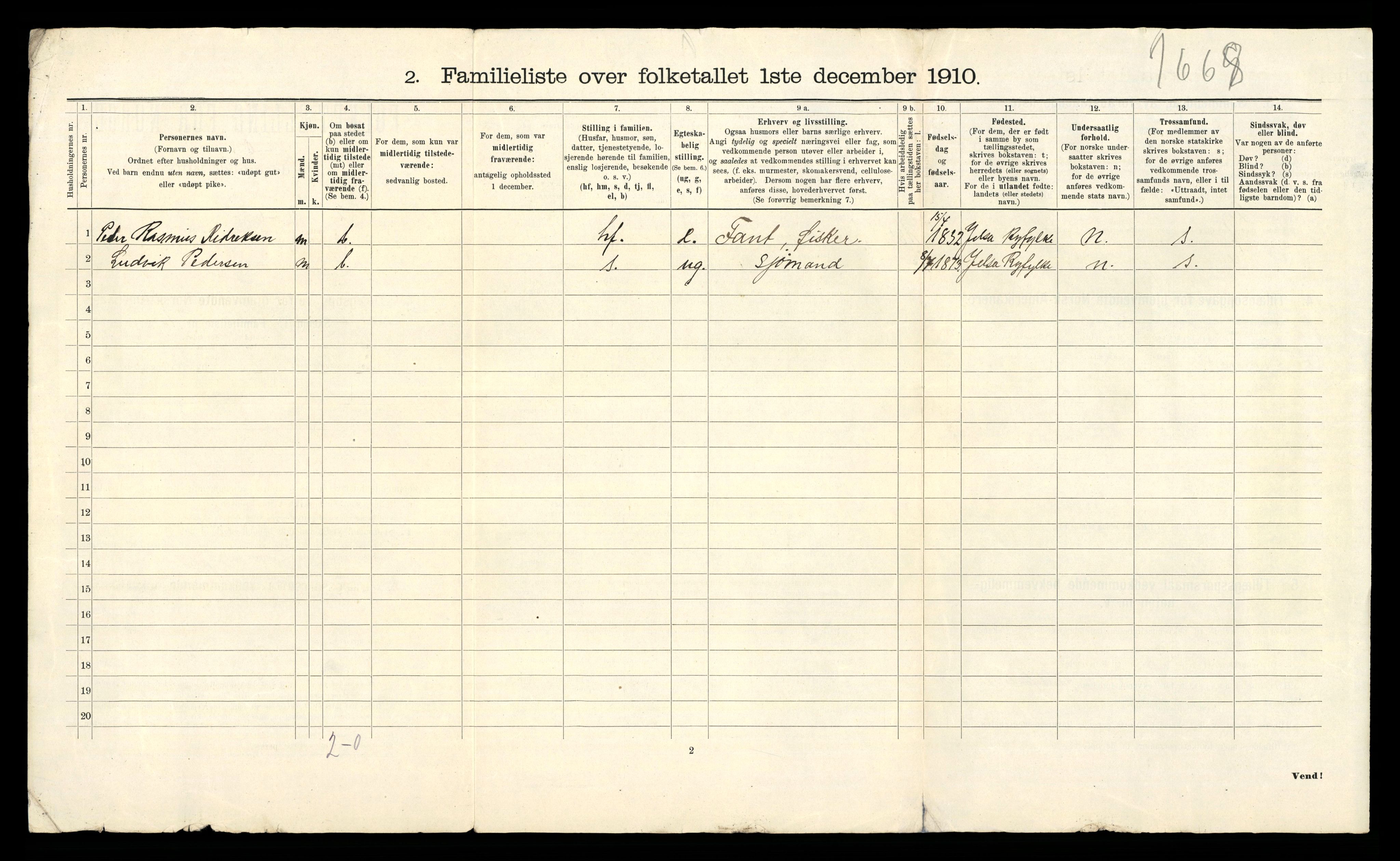 RA, 1910 census for Sandnes, 1910, p. 63